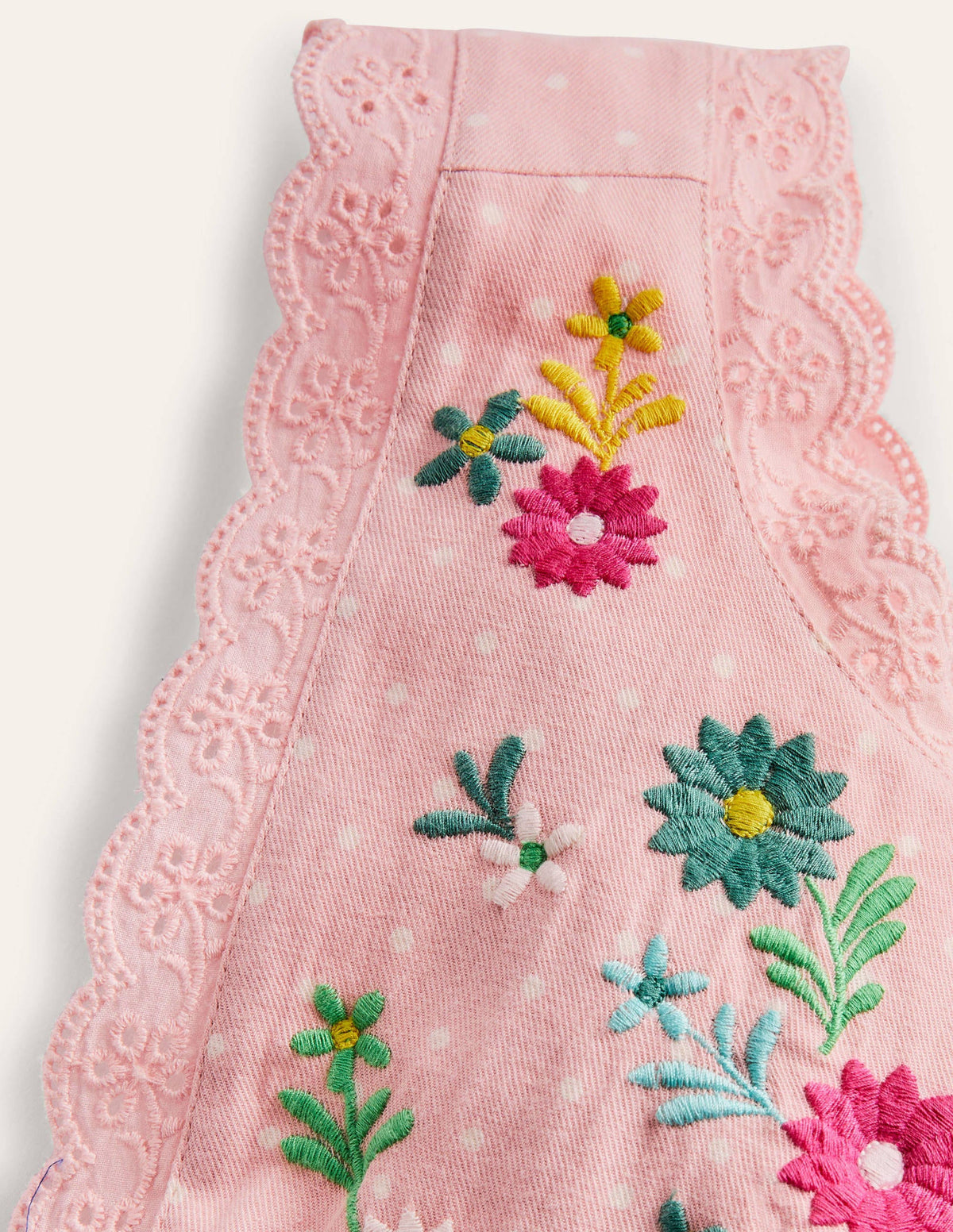Besticktes Schürzenkleid-Delfinrosa, Pünktchen - Image 3