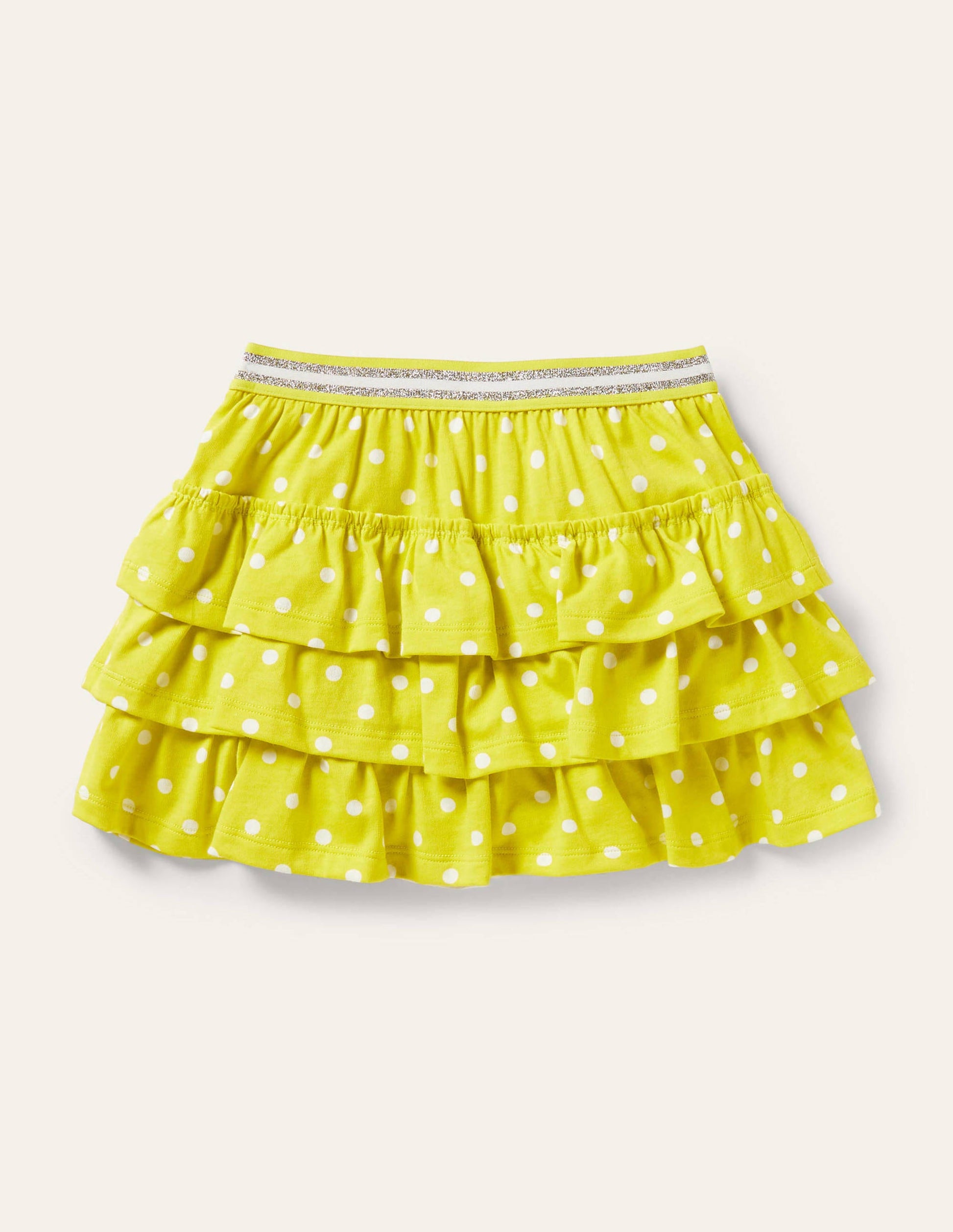 Jersey-Skort mit Rüschen-Sonnenblumengelb, Gepunktet-2