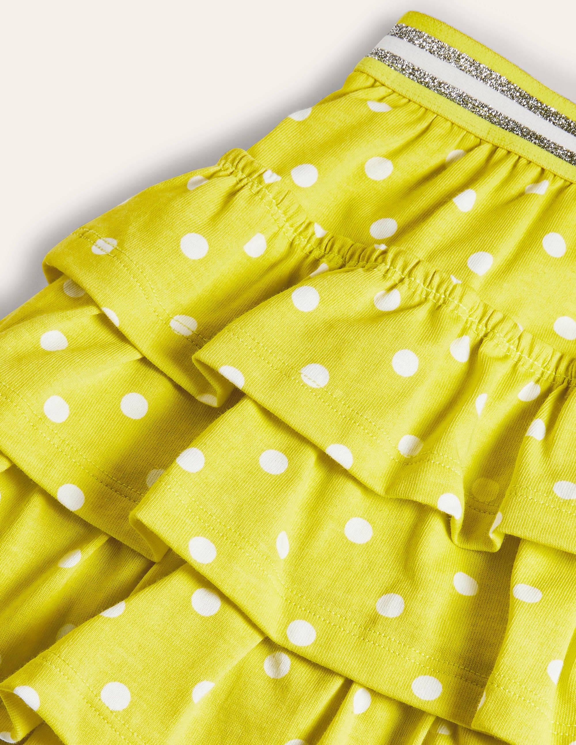 Jupe-short volantée en jersey-Pois jaune Maximilien - Image 3