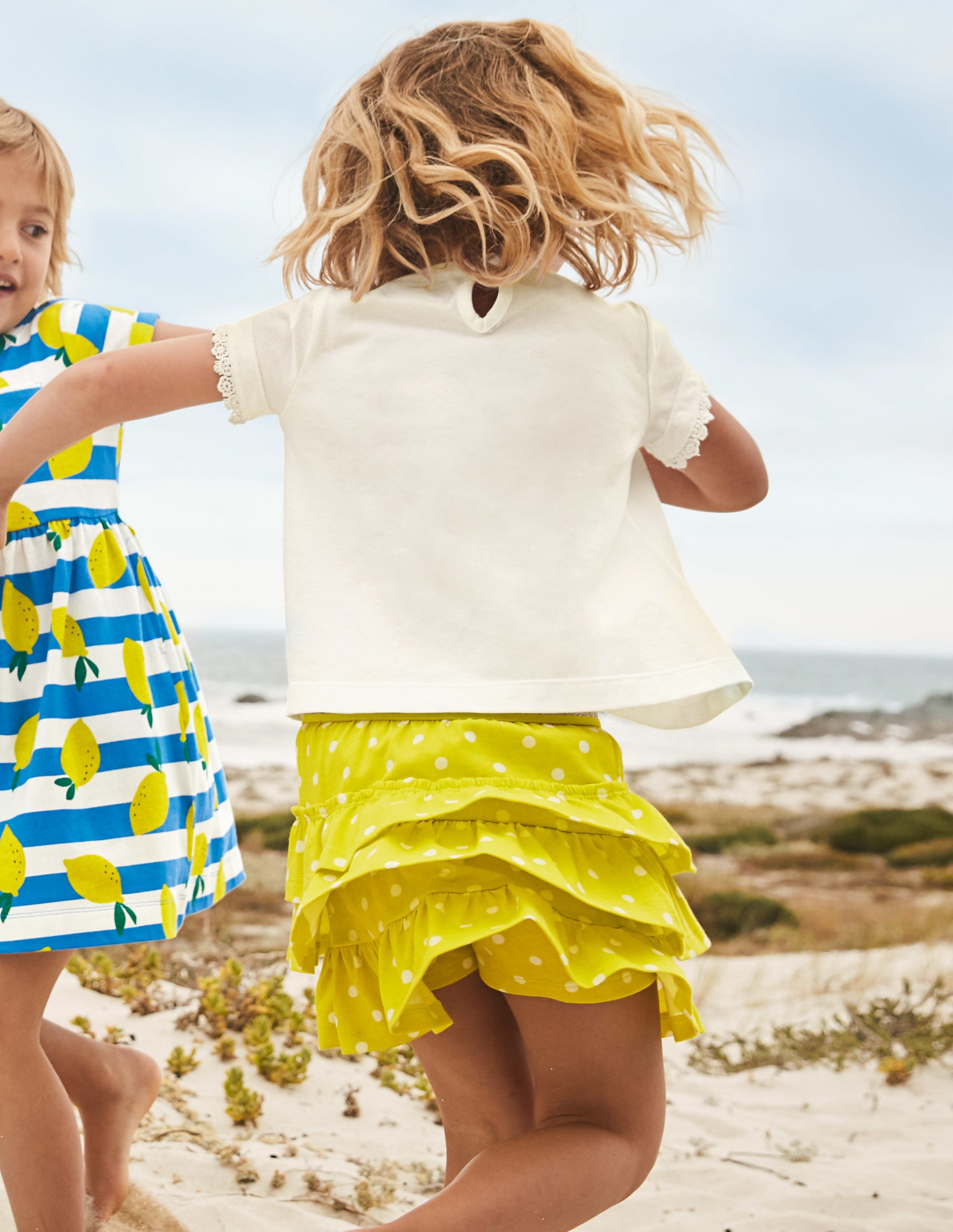 Jupe-short volantée en jersey-Pois jaune Maximilien - Image 4