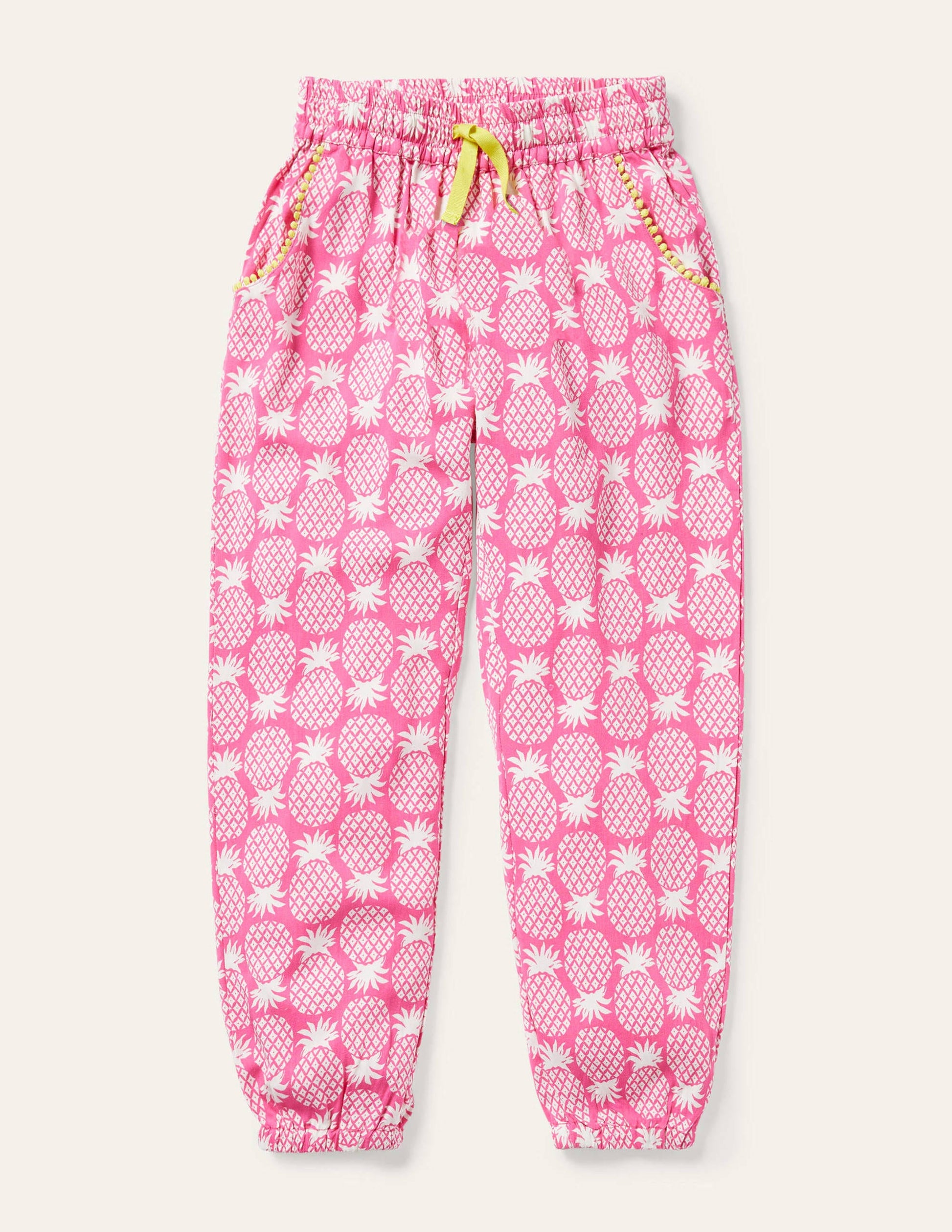 Lässige gemusterte Webhose-Pink, Geometrisches Ananasmuster-1