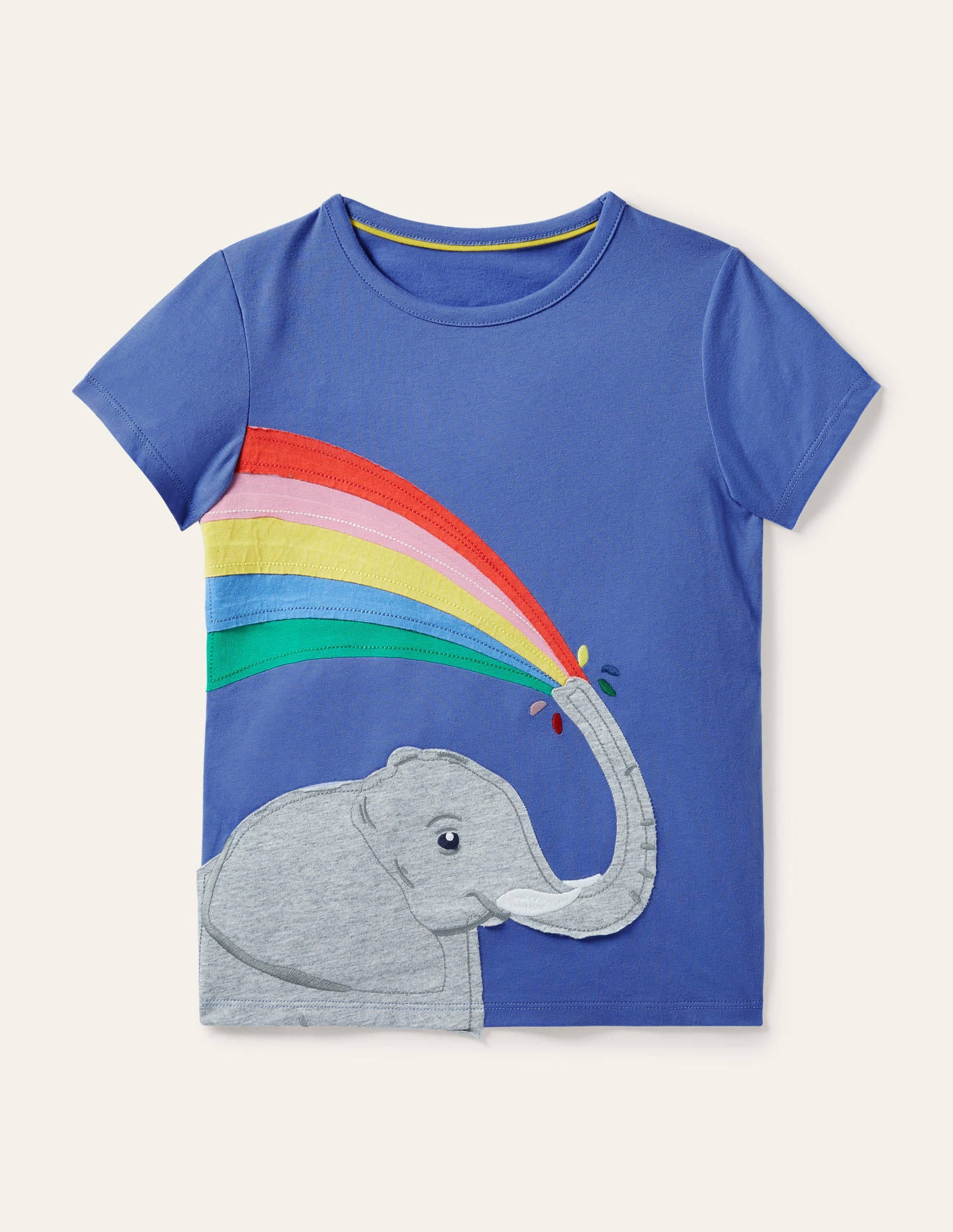 T-Shirt mit Regenbogenapplikation-Golfblau, Elefant - Image 1