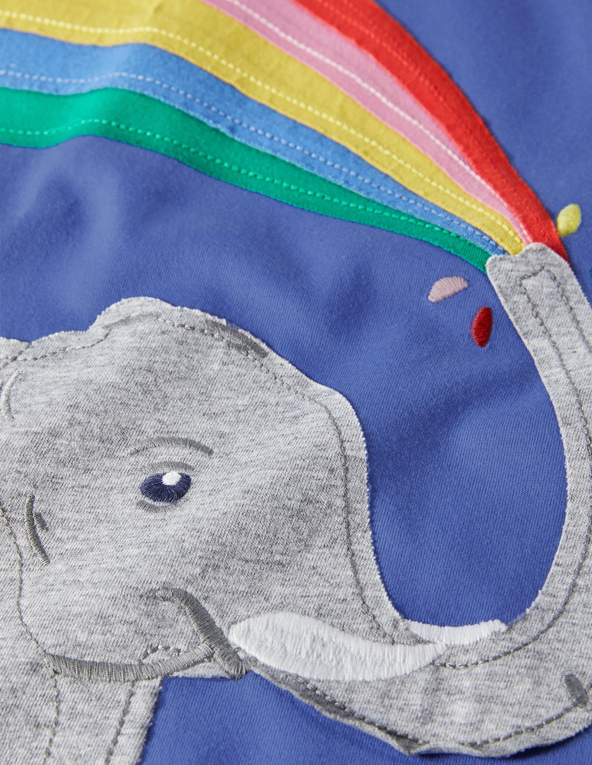T-Shirt mit Regenbogenapplikation-Golfblau, Elefant - Image 3