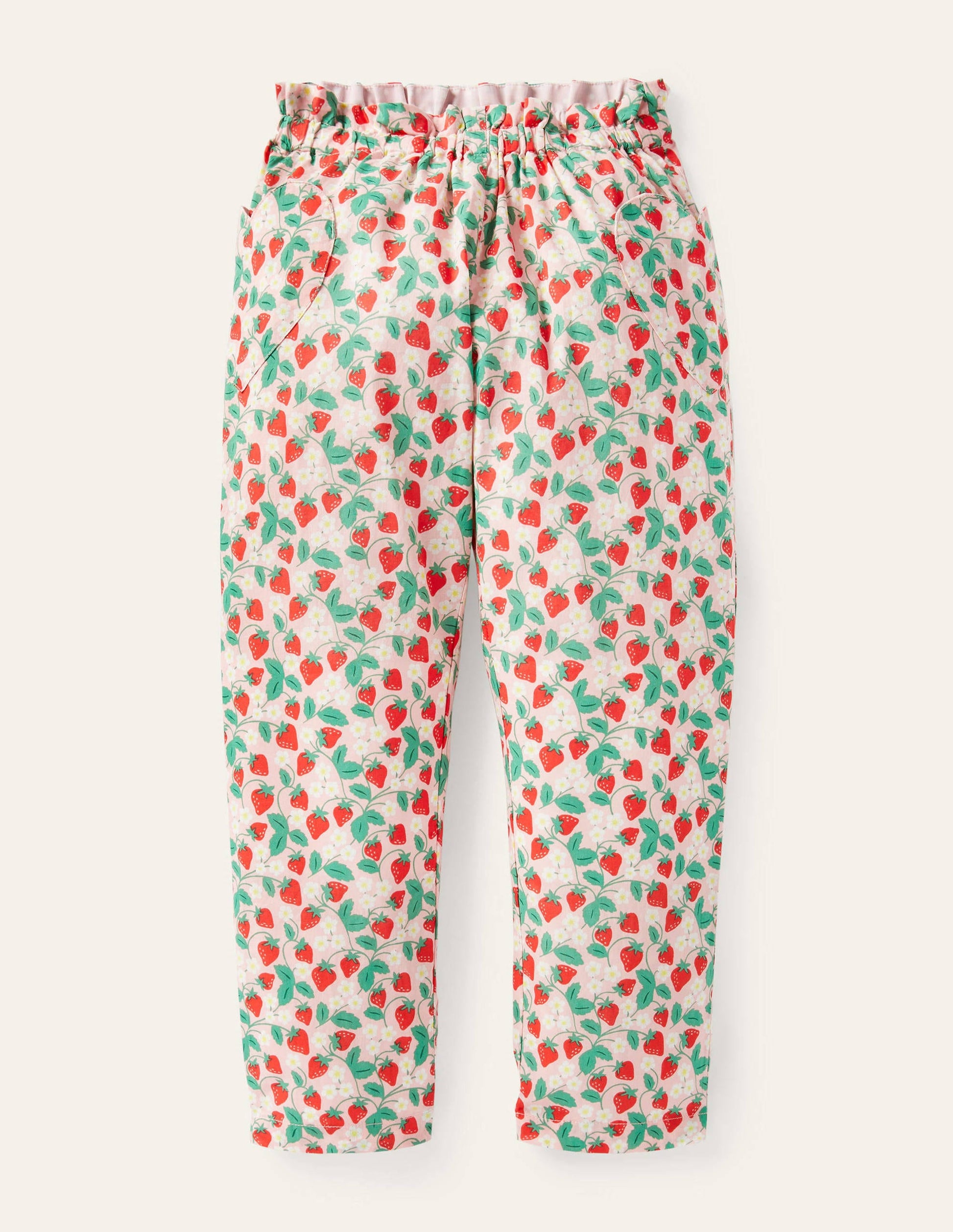 Lightweight Printed Trouser-Boto Pink Strawberry Ditsy-1