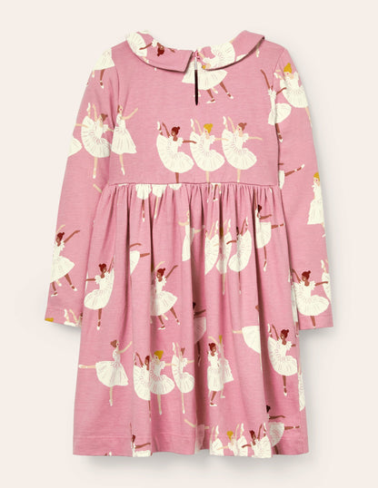 Robe imprimée en jersey à col-Ballerines rose formica-2