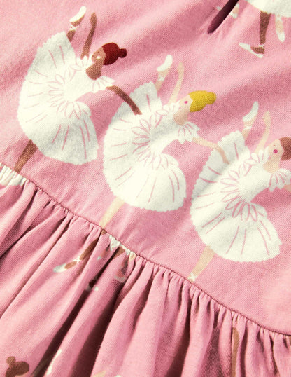 Robe imprimée en jersey à col-Ballerines rose formica-3