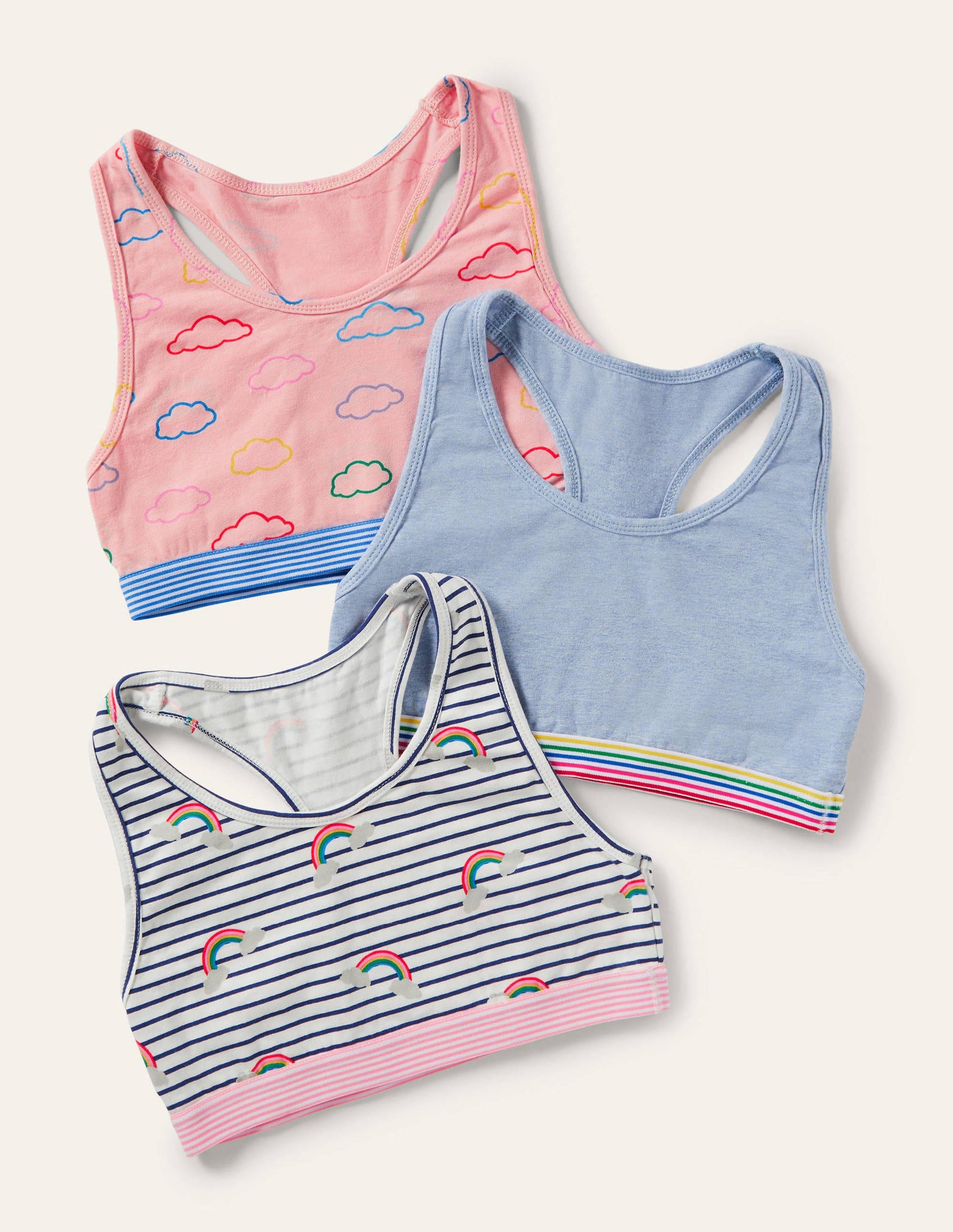 3 tops sportifs courts-Nuages arc-en-ciel-1