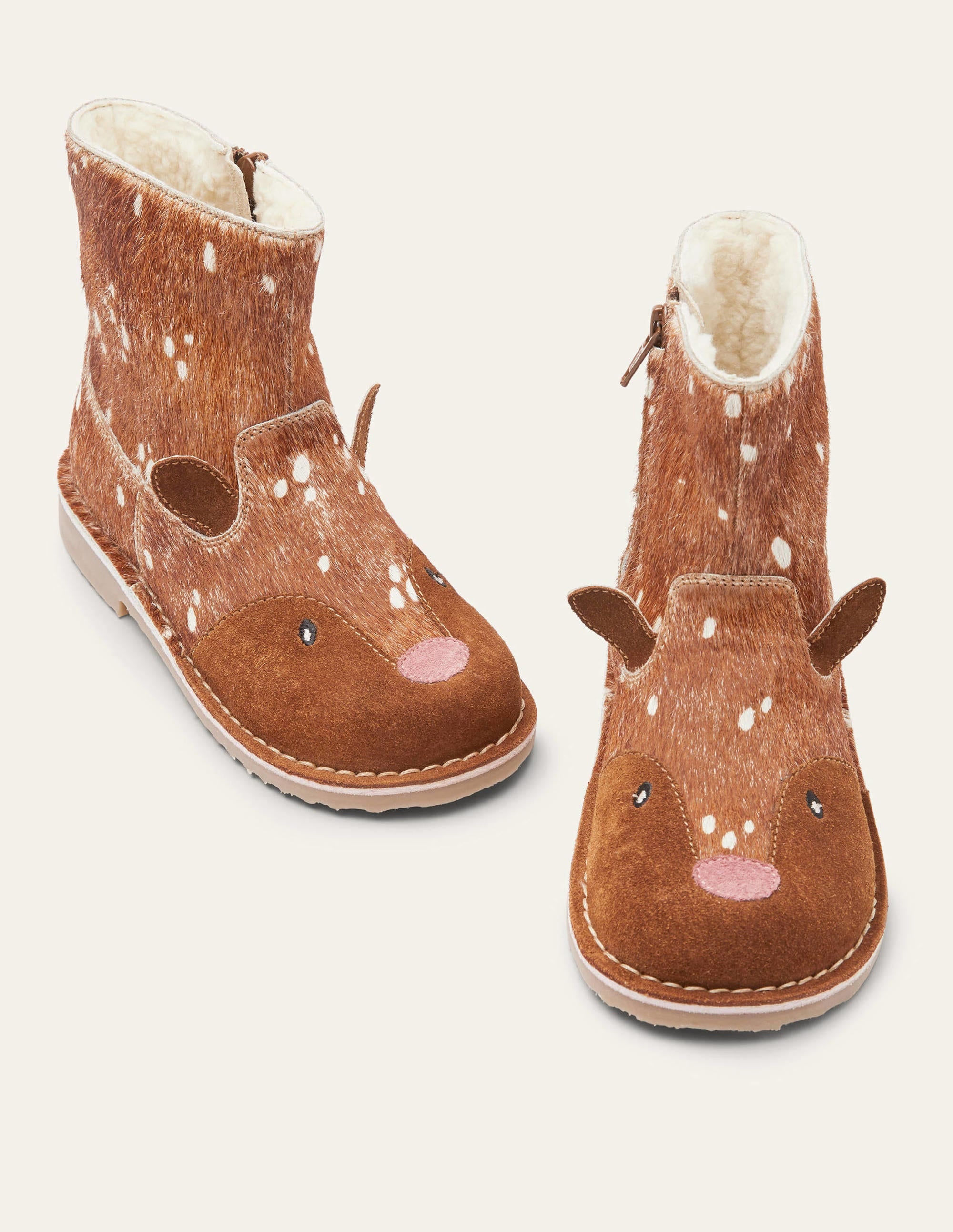 Cosy Short Leather Boots-Deer Hair on Hide - Image 1