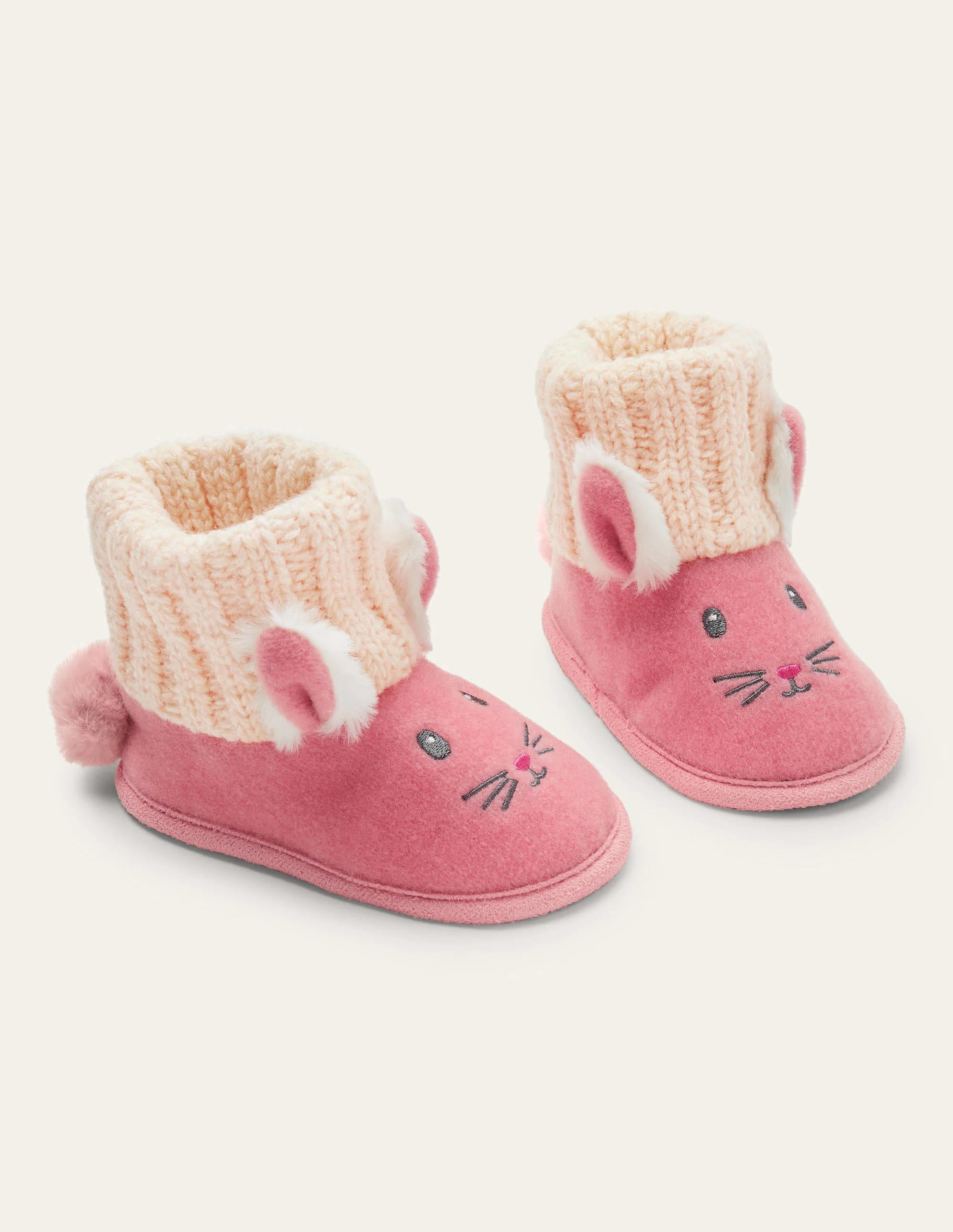 Chaussons bottillons en maille motif lapin-Rose boto - Image 1