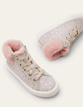 Cosy High Top Trainers-Grey Suede Stars