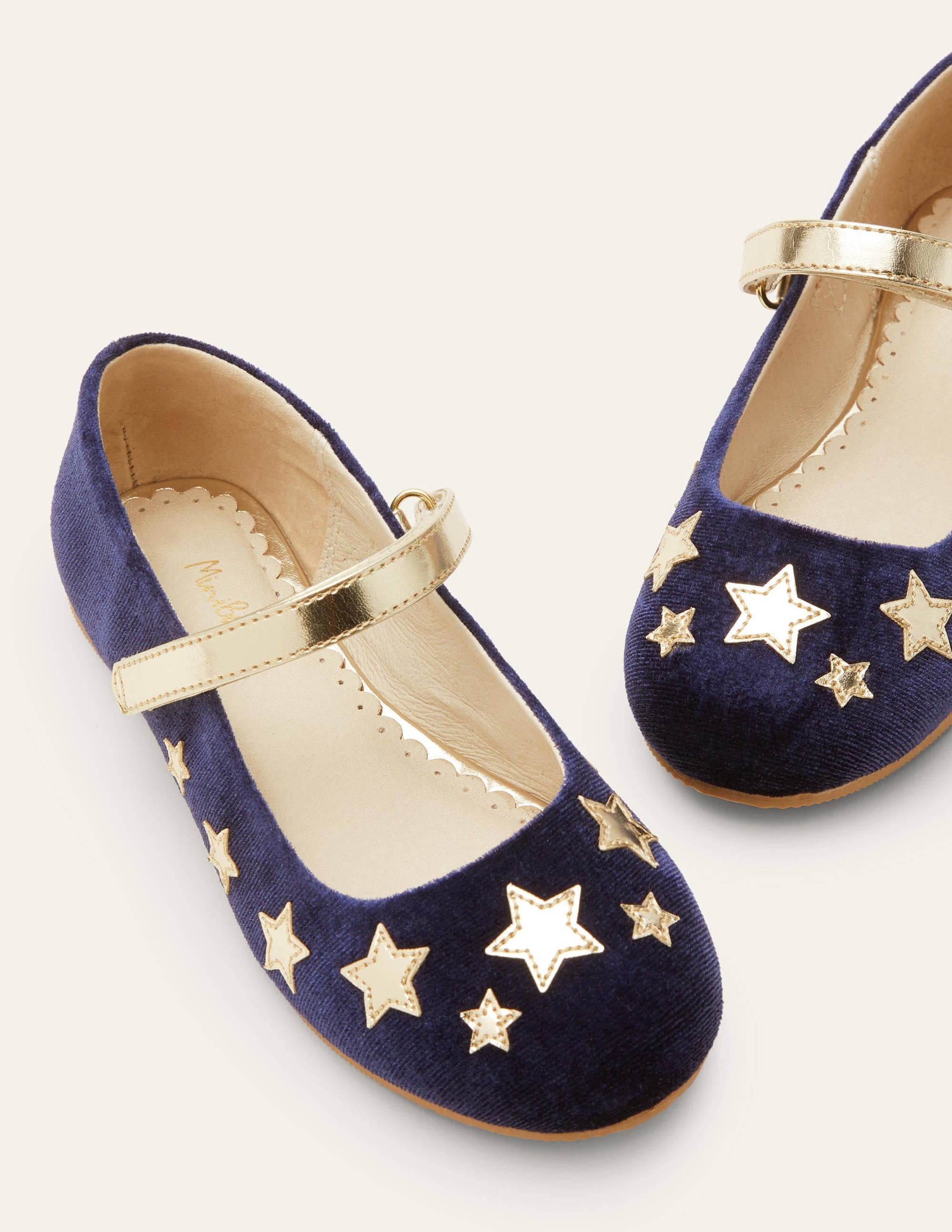 Ballerinas aus Samt-Schuluniform-Navy, Sterne - Image 1