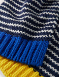 Écharpe rayée en maille-Bleu marine universitaire/ivoire