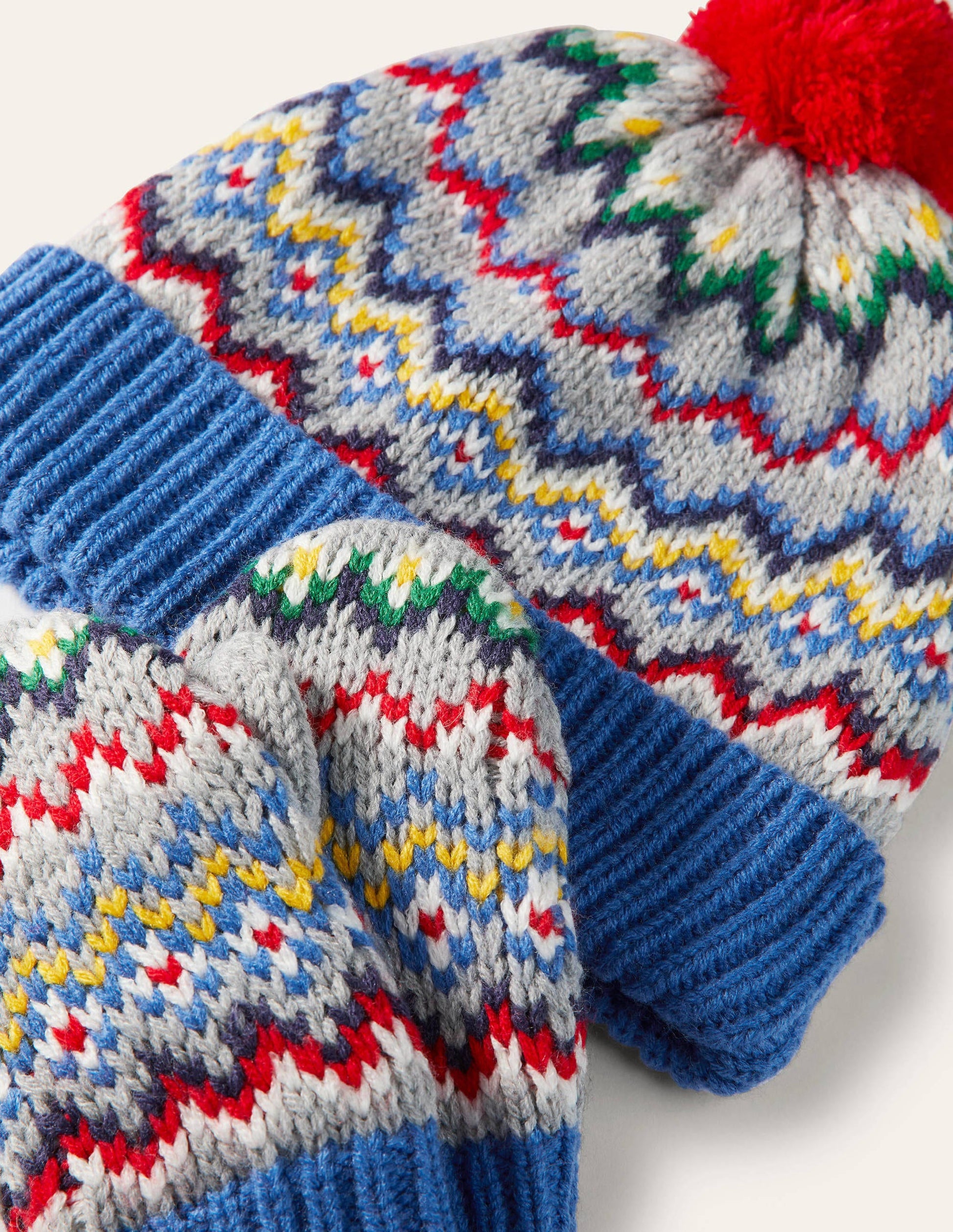 Set aus Fair-Isle-Mütze und Fäustlingen-Grau Meliert-2