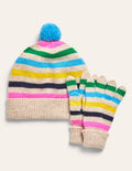 Strickset aus gestreiftem Kaschmir-Bunt