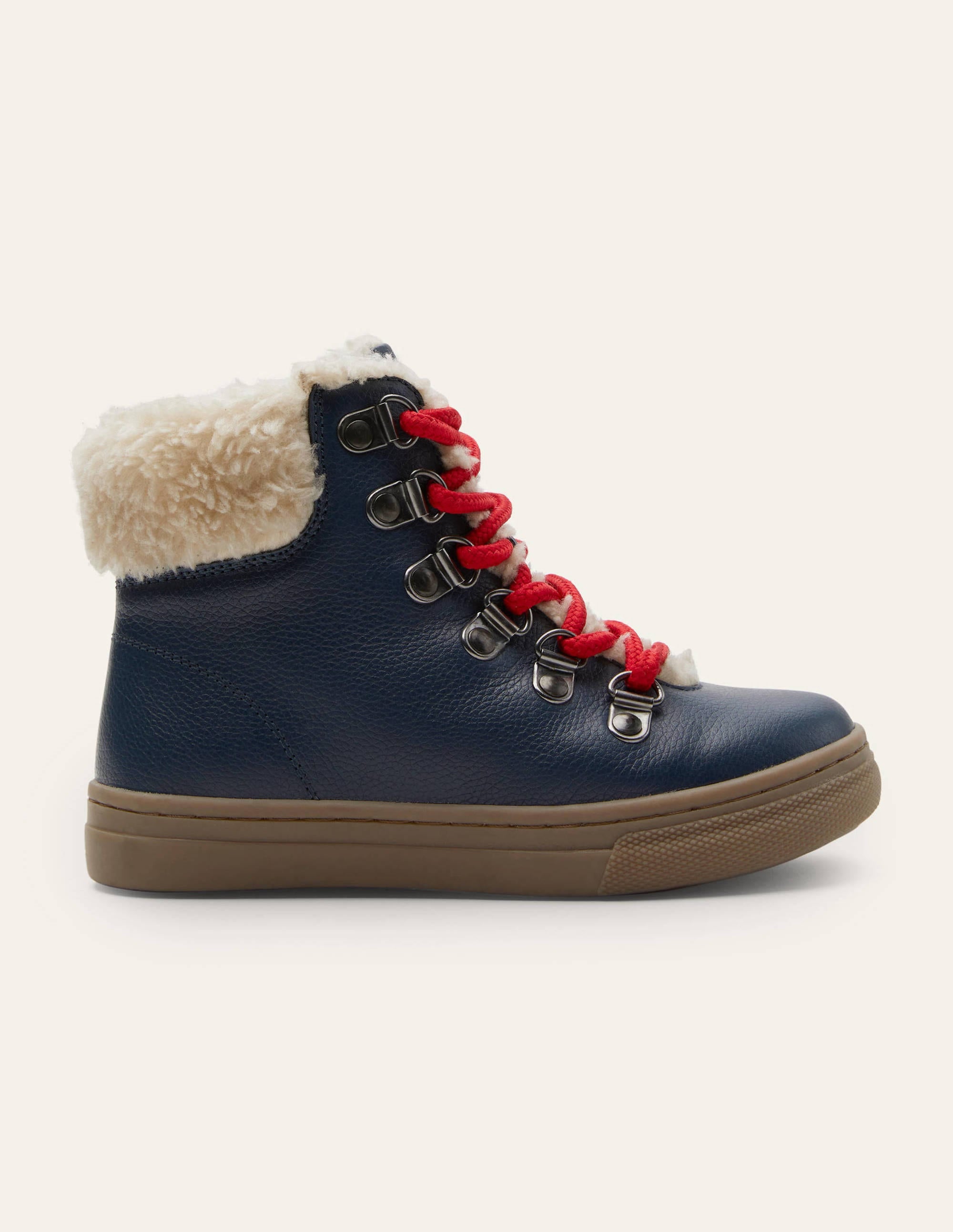 Cosy Leather Lace Up Boots-Navy - Image 2