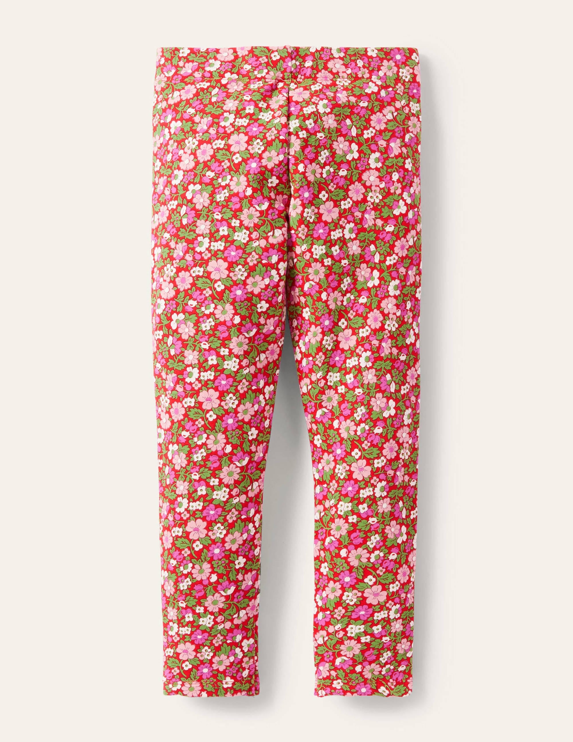 Fröhliche bequeme Leggings-Rockabilly-Rot/Vintage, Blumenmuster - Image 2