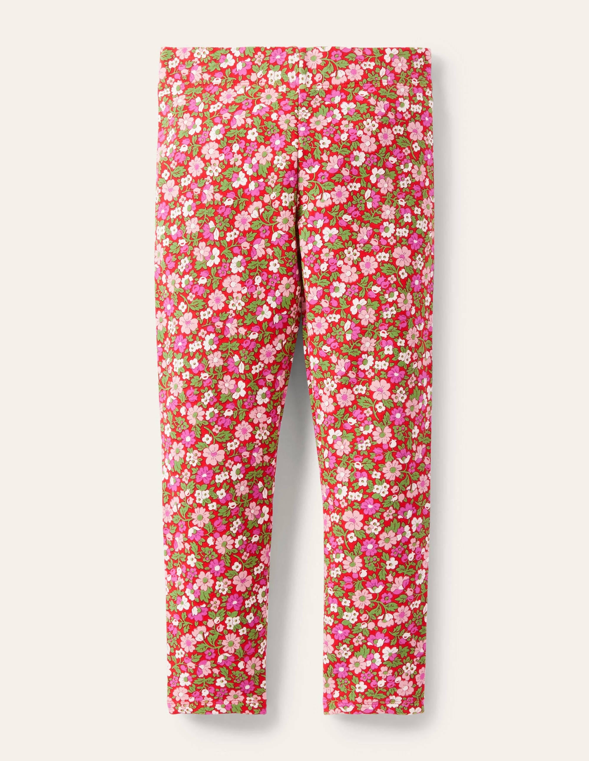 Fröhliche bequeme Leggings-Rockabilly-Rot/Vintage, Blumenmuster - Image 1