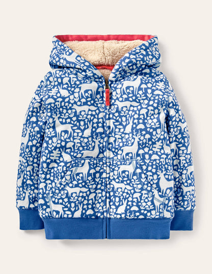 Hoodie mit kuscheligem Futter-Elisabethanisches Blau, Waldmotiv