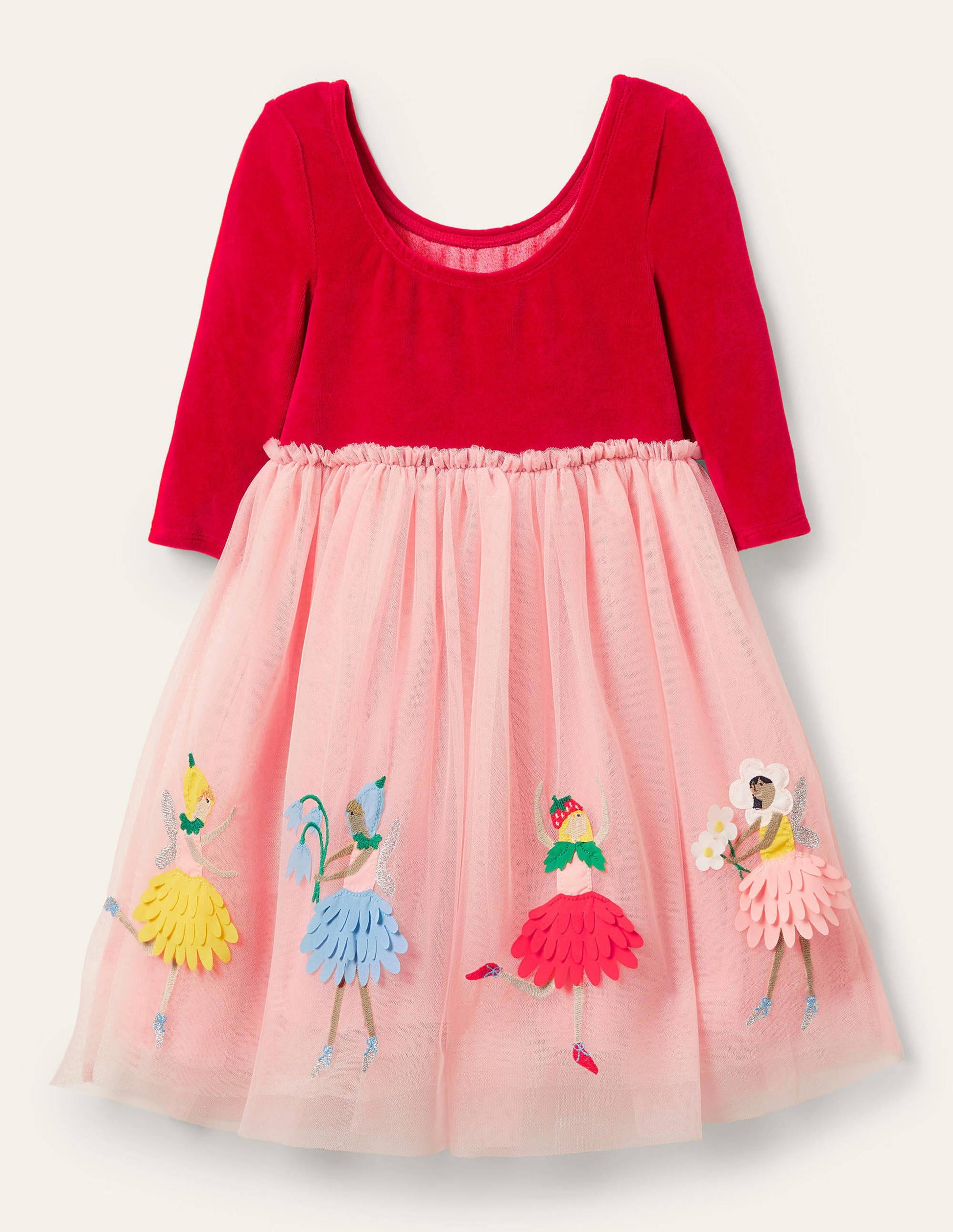 Tüllkleid mit Samtoberteil-Königsrot, Feen-2