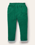 Pantalon à enfiler en velours côtelé doublé-Vert forêt