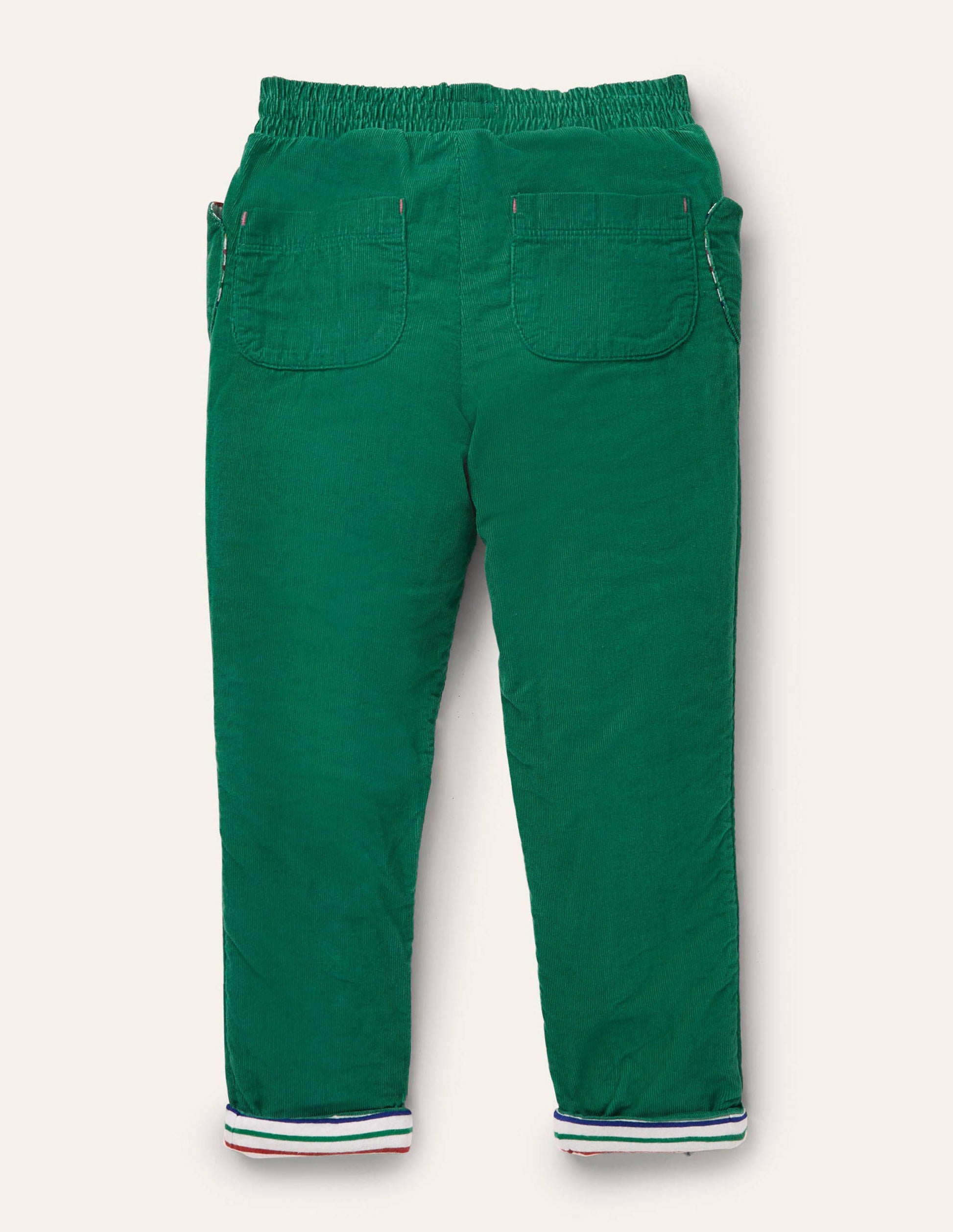 Pantalon à enfiler en velours côtelé doublé-Vert forêt-2