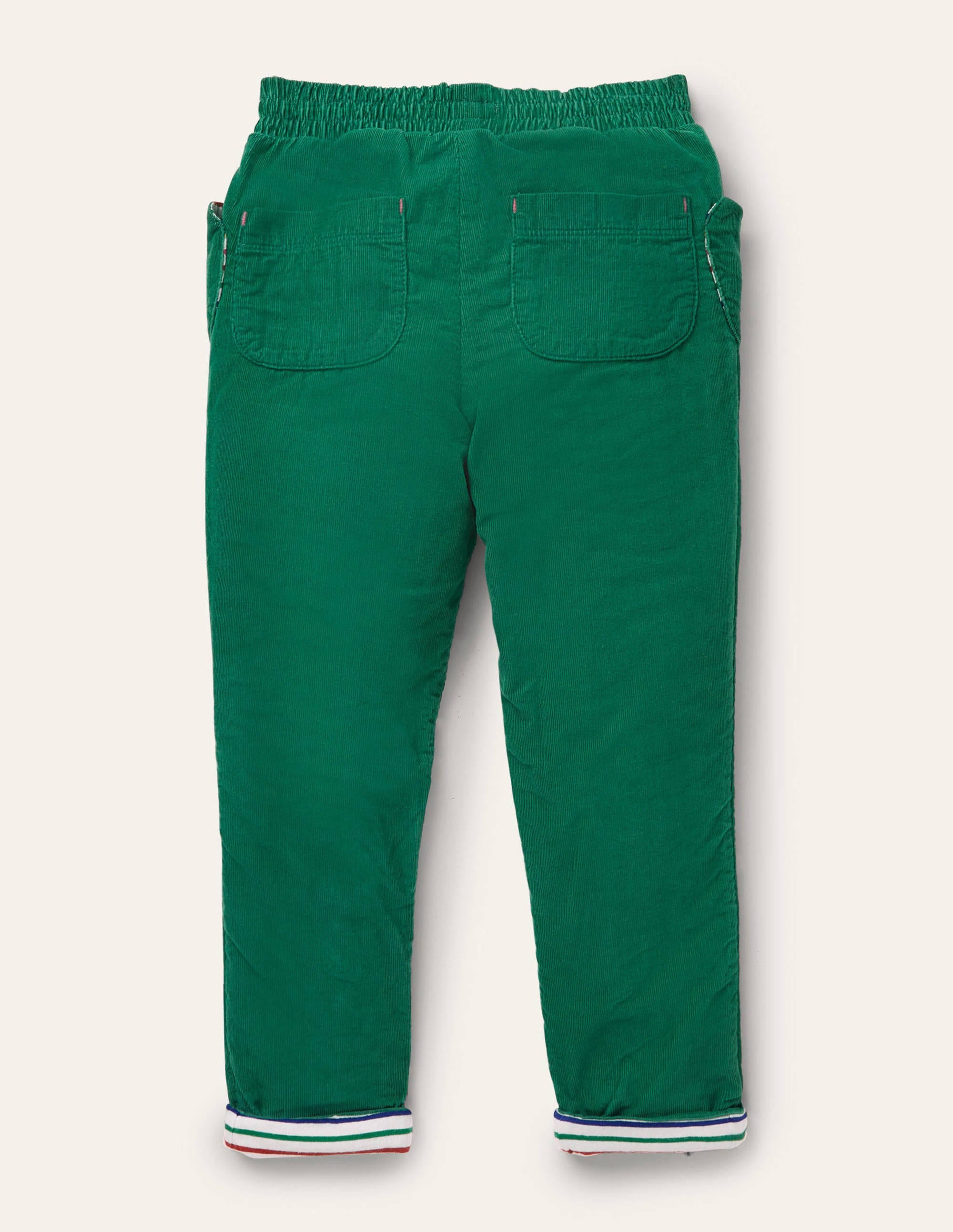 Pantalon à enfiler en velours côtelé doublé-Vert forêt - Image 2
