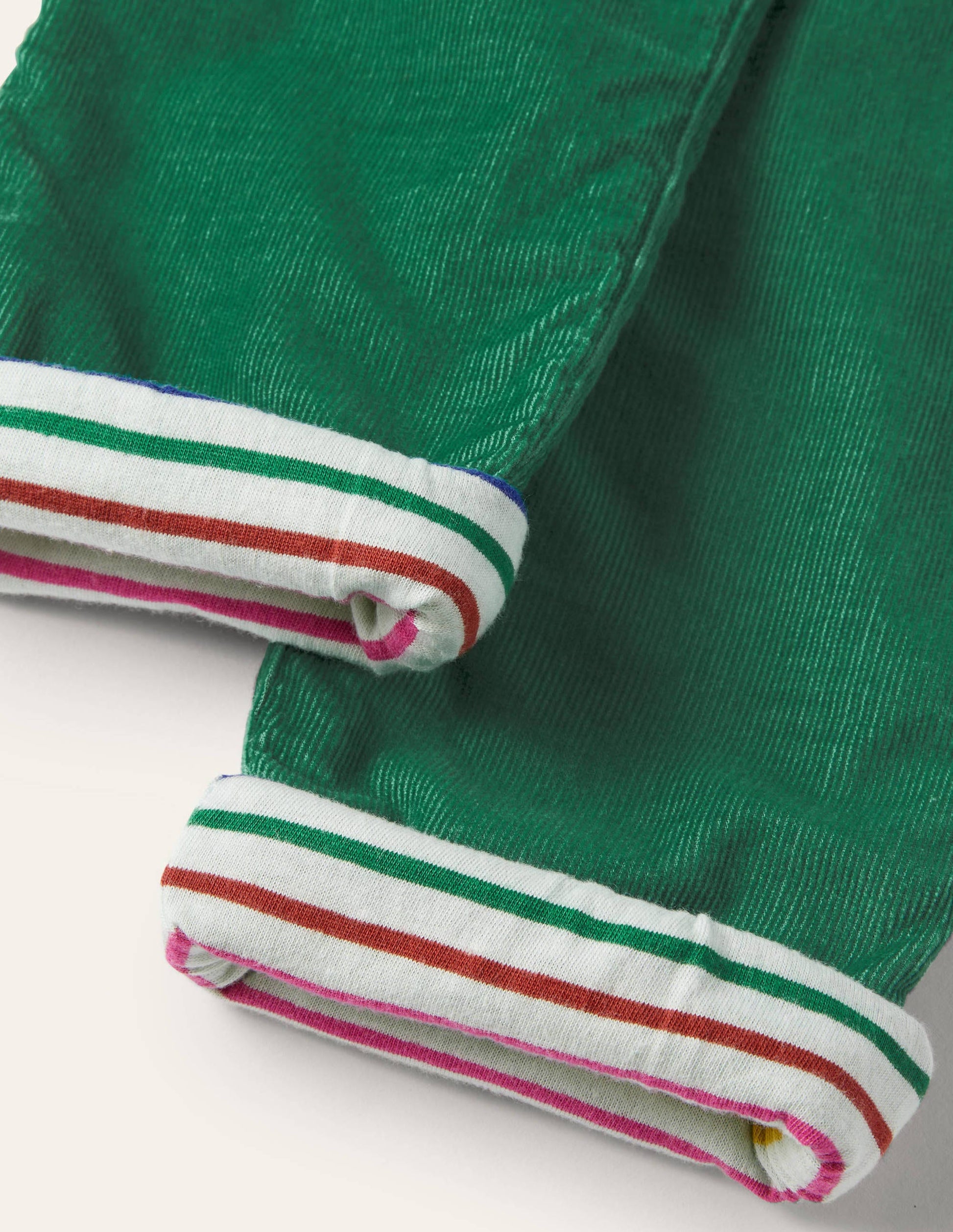 Pantalon à enfiler en velours côtelé doublé-Vert forêt-3