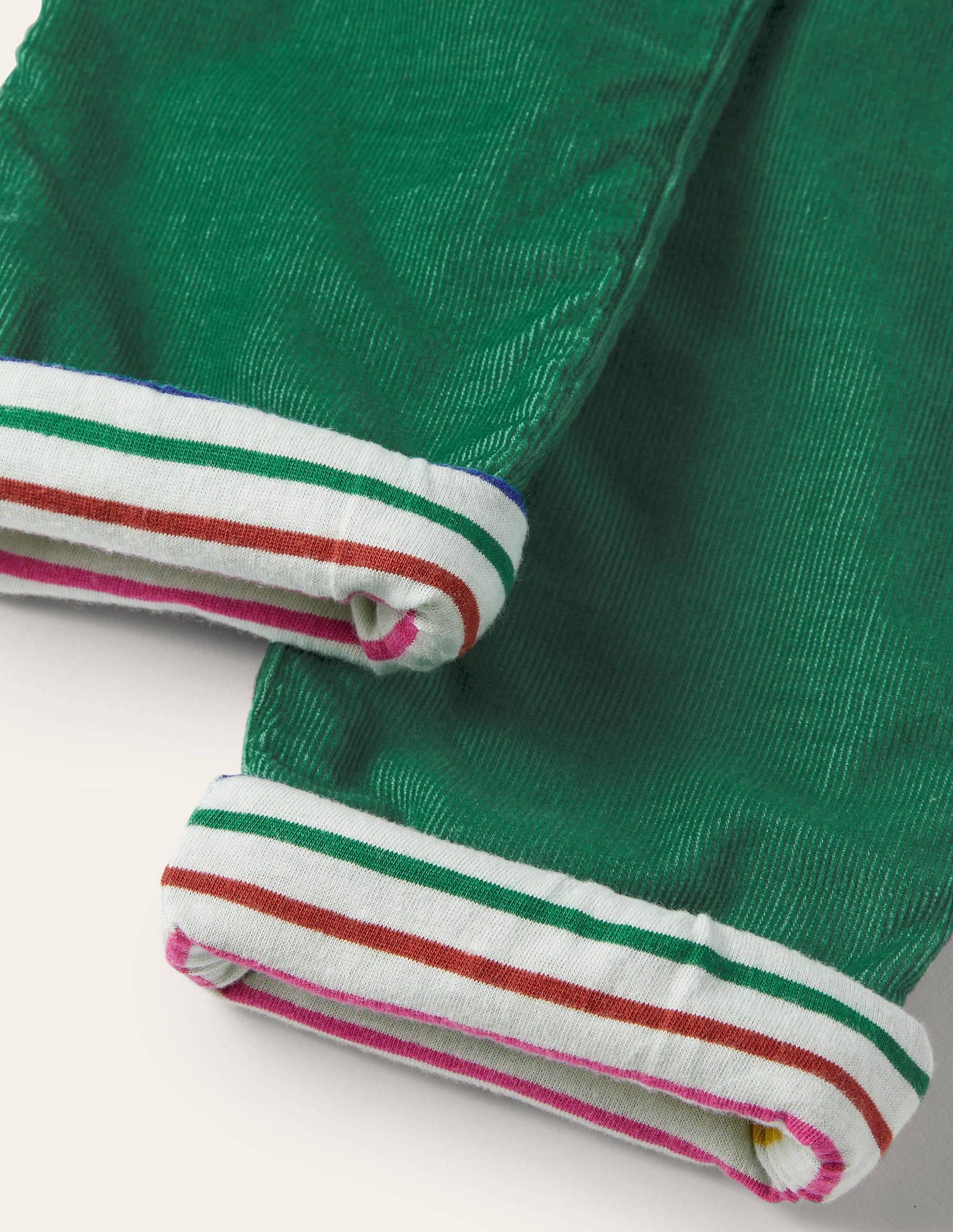 Pantalon à enfiler en velours côtelé doublé-Vert forêt - Image 3