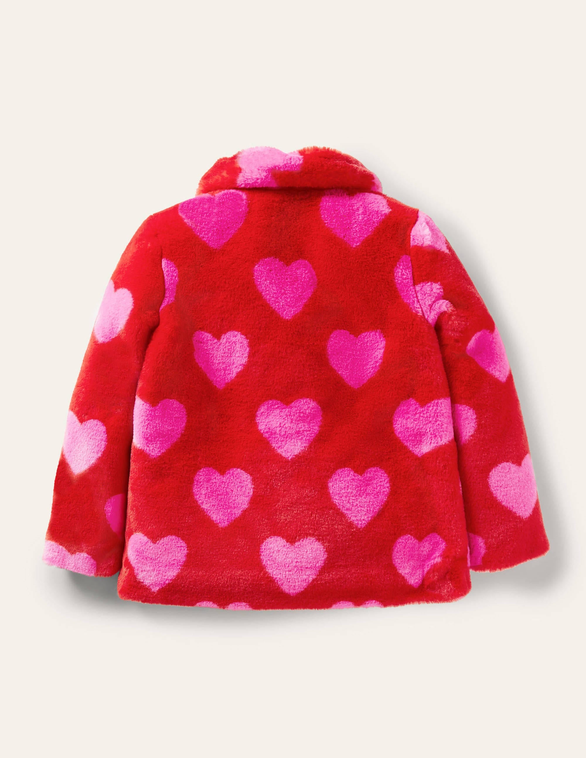 Faux Fur Coat-Rockabilly Red/Pink Hearts - Image 2