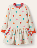 Robe-sweat cosy à imprimé-Pois avoine multi
