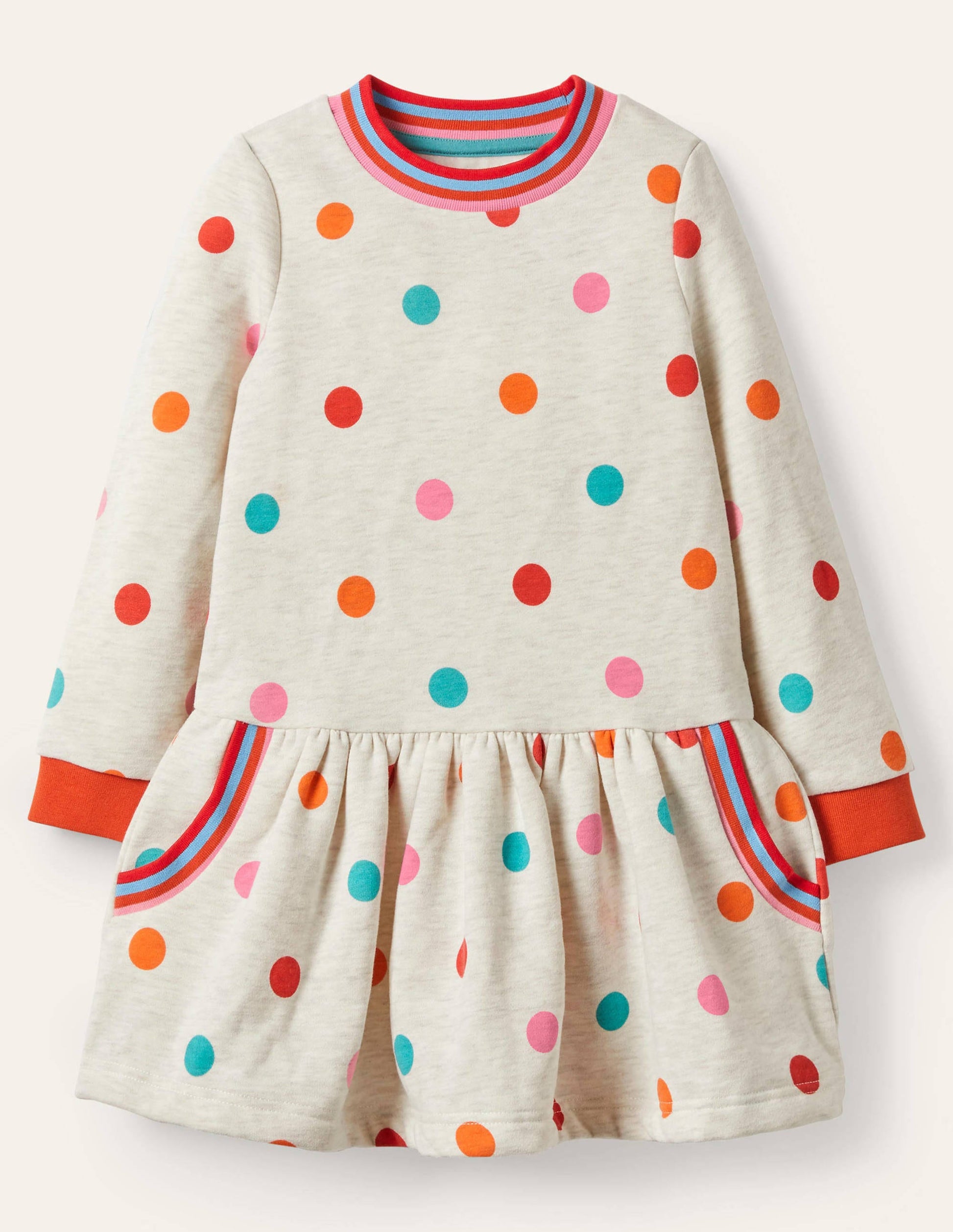 Robe-sweat cosy à imprimé-Pois avoine multi-1
