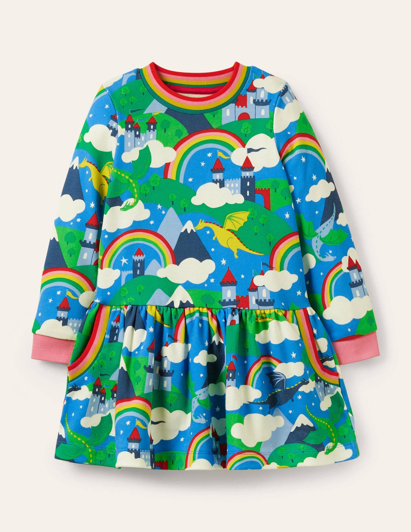 Robe-sweat cosy à imprimé-Ciel dragon multi