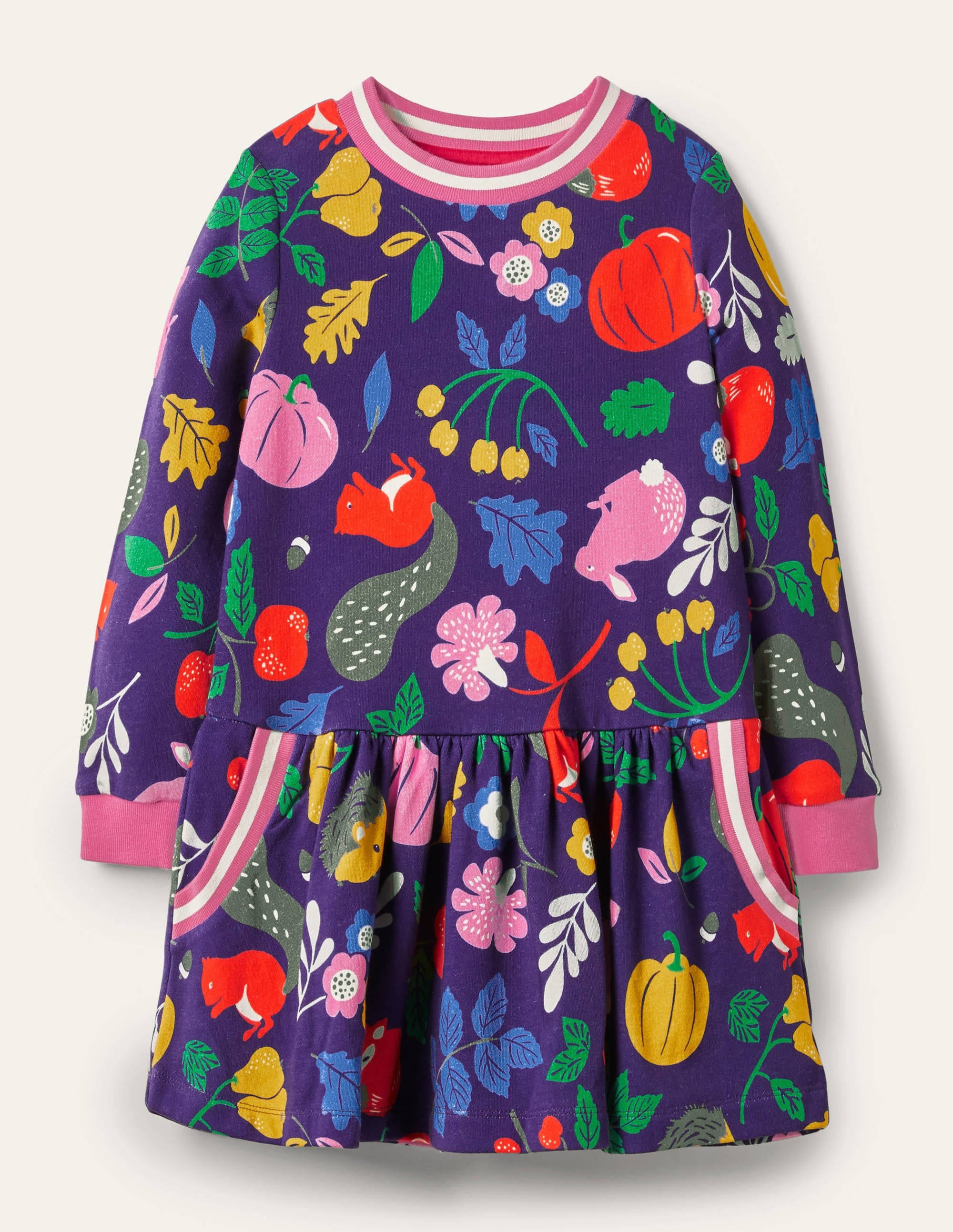 Gemütliches Sweatshirt-Kleid mit Muster-Segelblau, Waldfreunde - Image 1