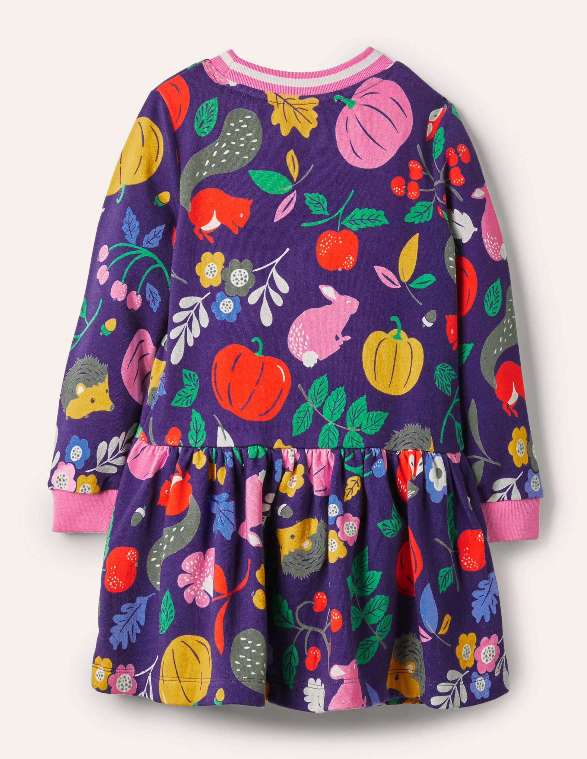 Gemütliches Sweatshirt-Kleid mit Muster-Segelblau, Waldfreunde-2