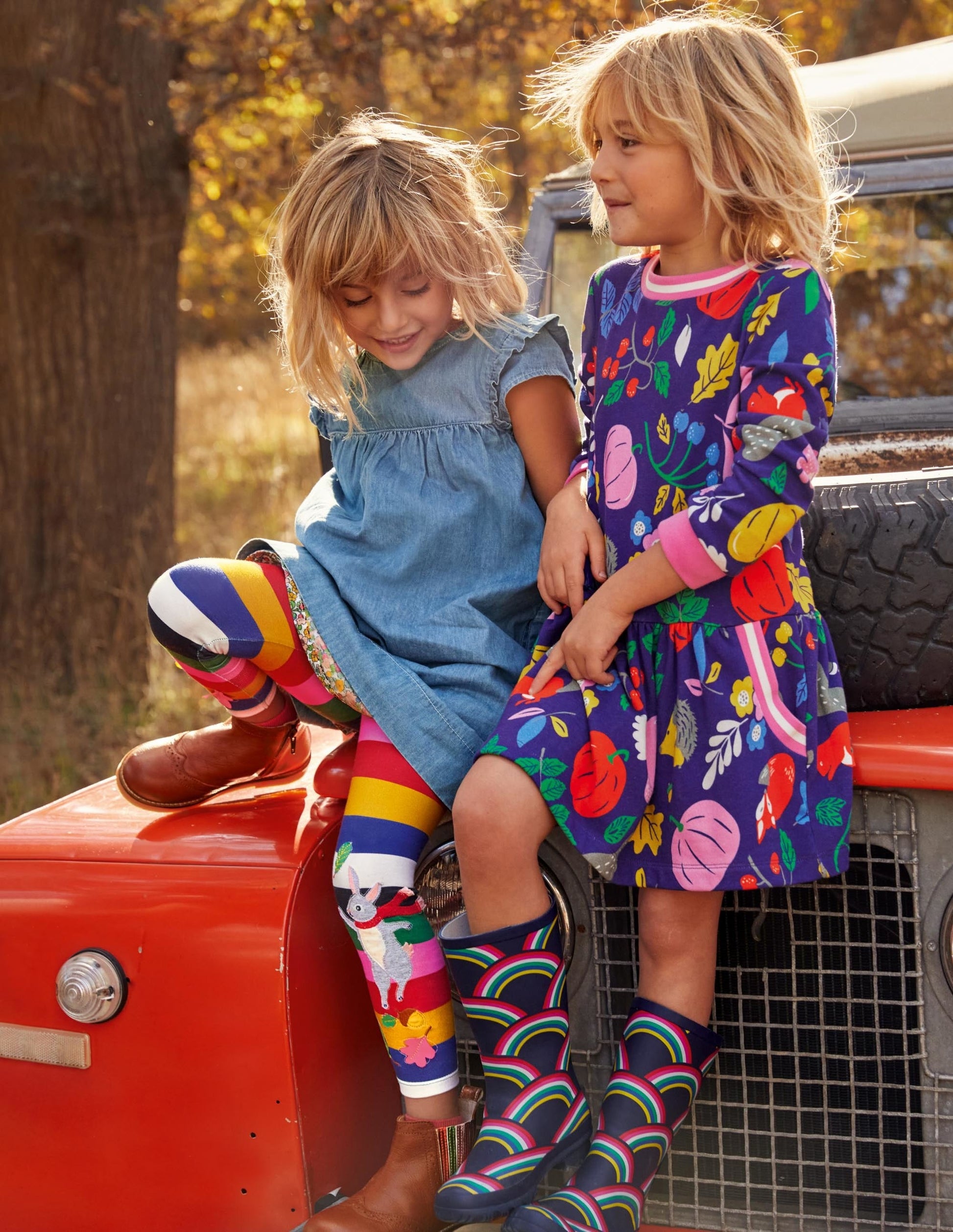 Gemütliches Sweatshirt-Kleid mit Muster-Segelblau, Waldfreunde-4