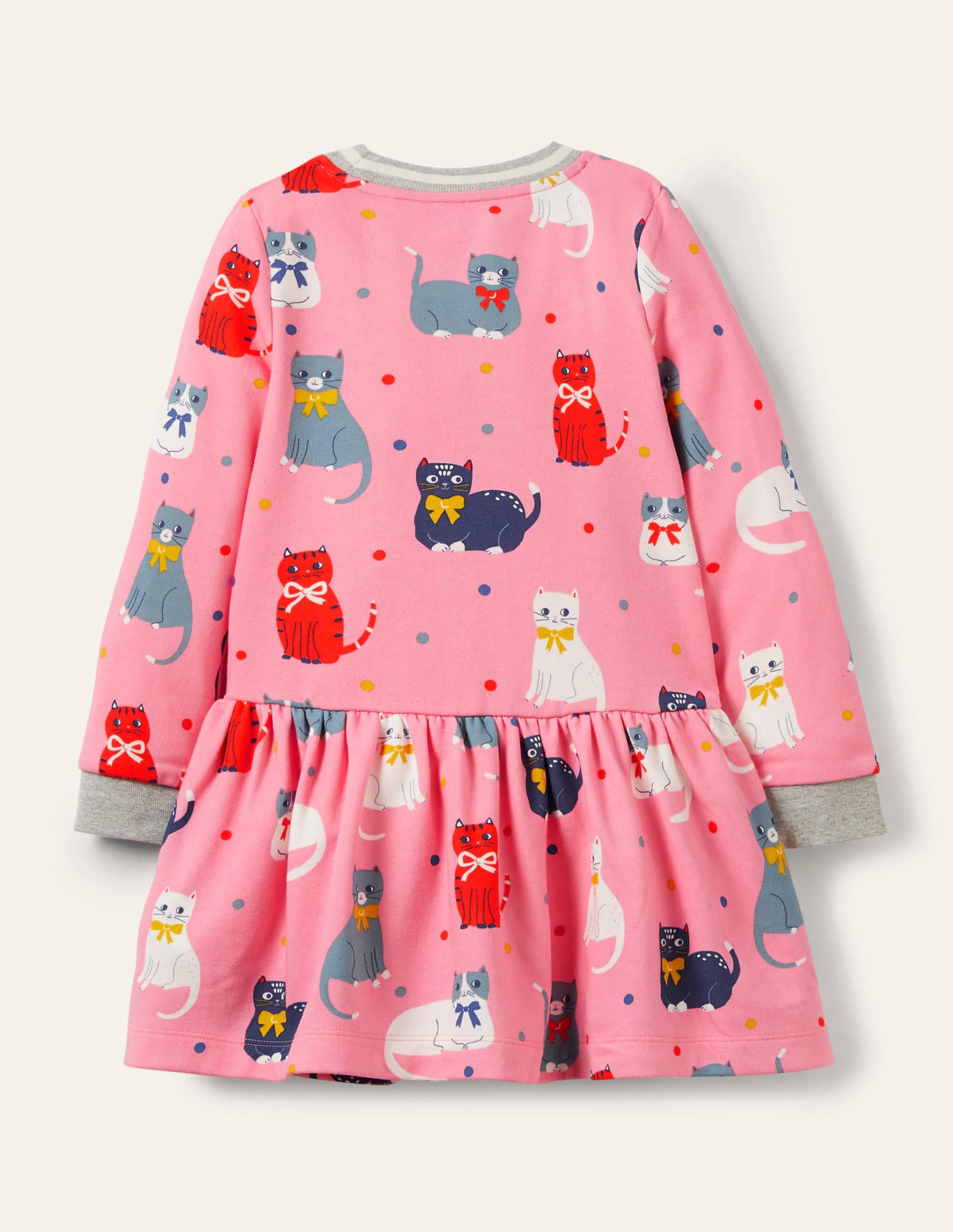 Gemütliches Sweatshirt-Kleid mit Muster-Kirschblütenrosa, Neugierige Katzen - Image 2