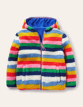 Gemütlicher Wende-Hoodie aus Fleece-Blau/Bunt, Gestreift