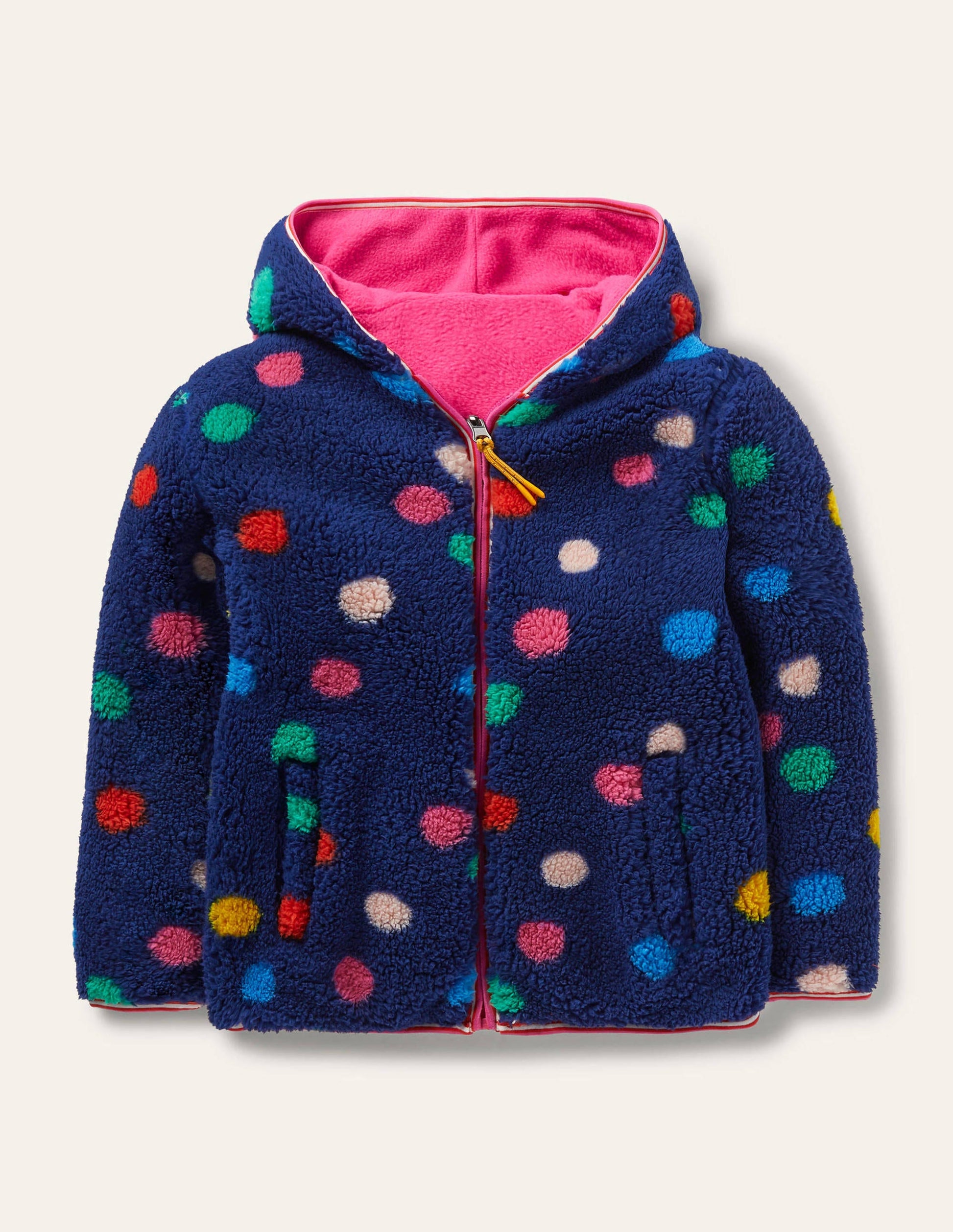 Gemütlicher Wende-Hoodie aus Fleece-Segelblau/Bunt, Getupft-1