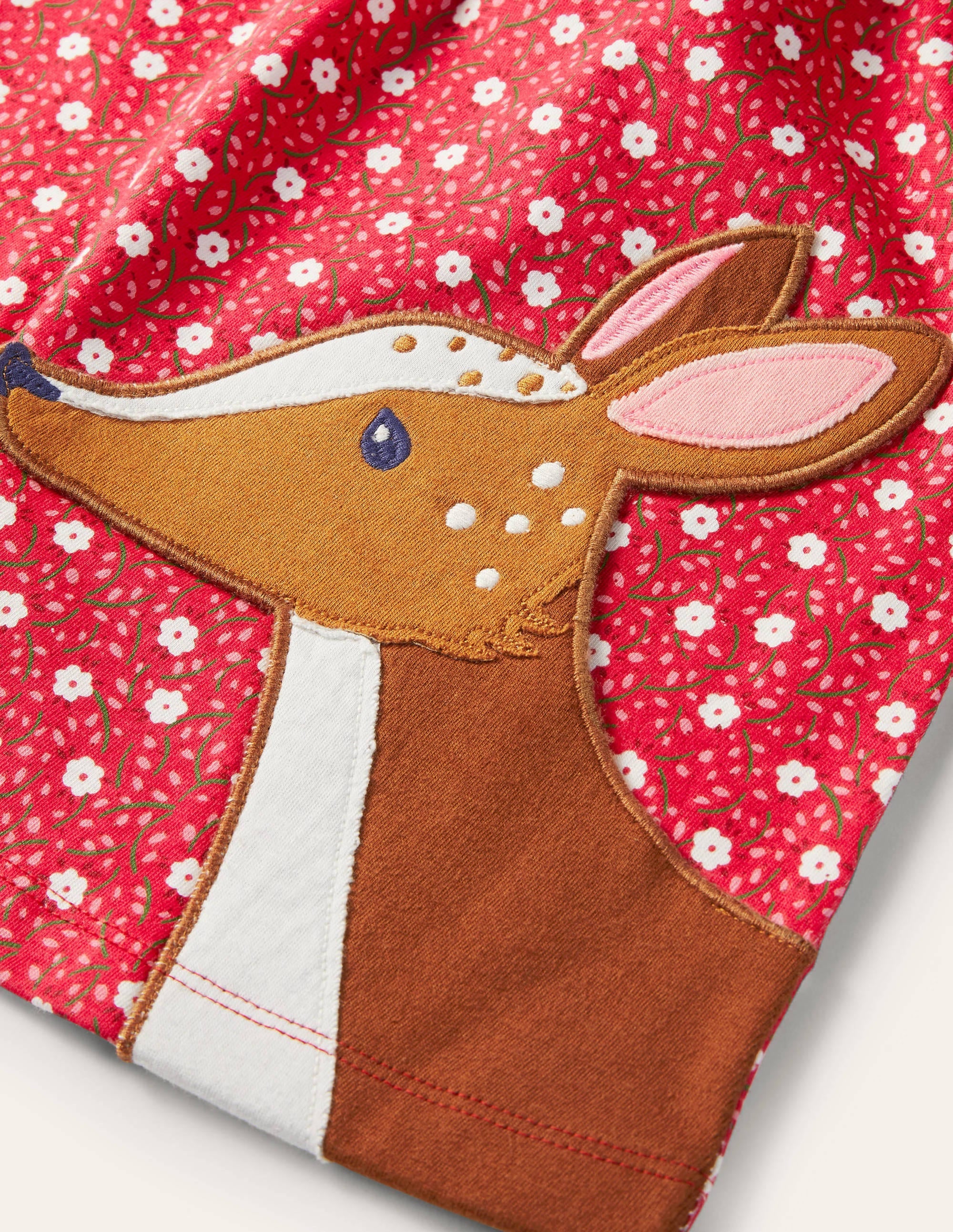 Appliqué Pocket Tunic-Floral Ditsy Rose Deer - Image 3