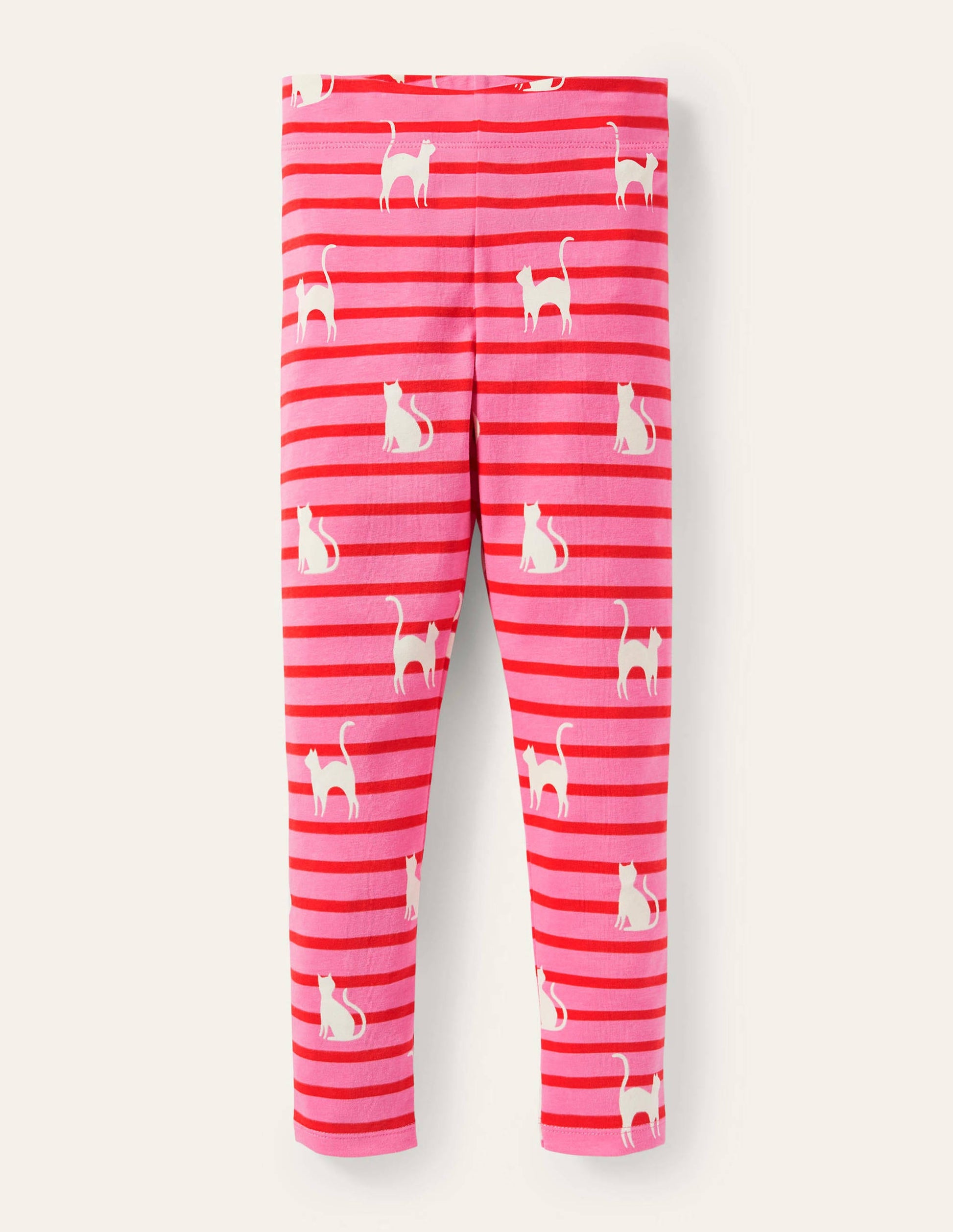 Fröhliche Leggings-Rosa/Rot, Im Dunkeln leuchtende Katzen-1