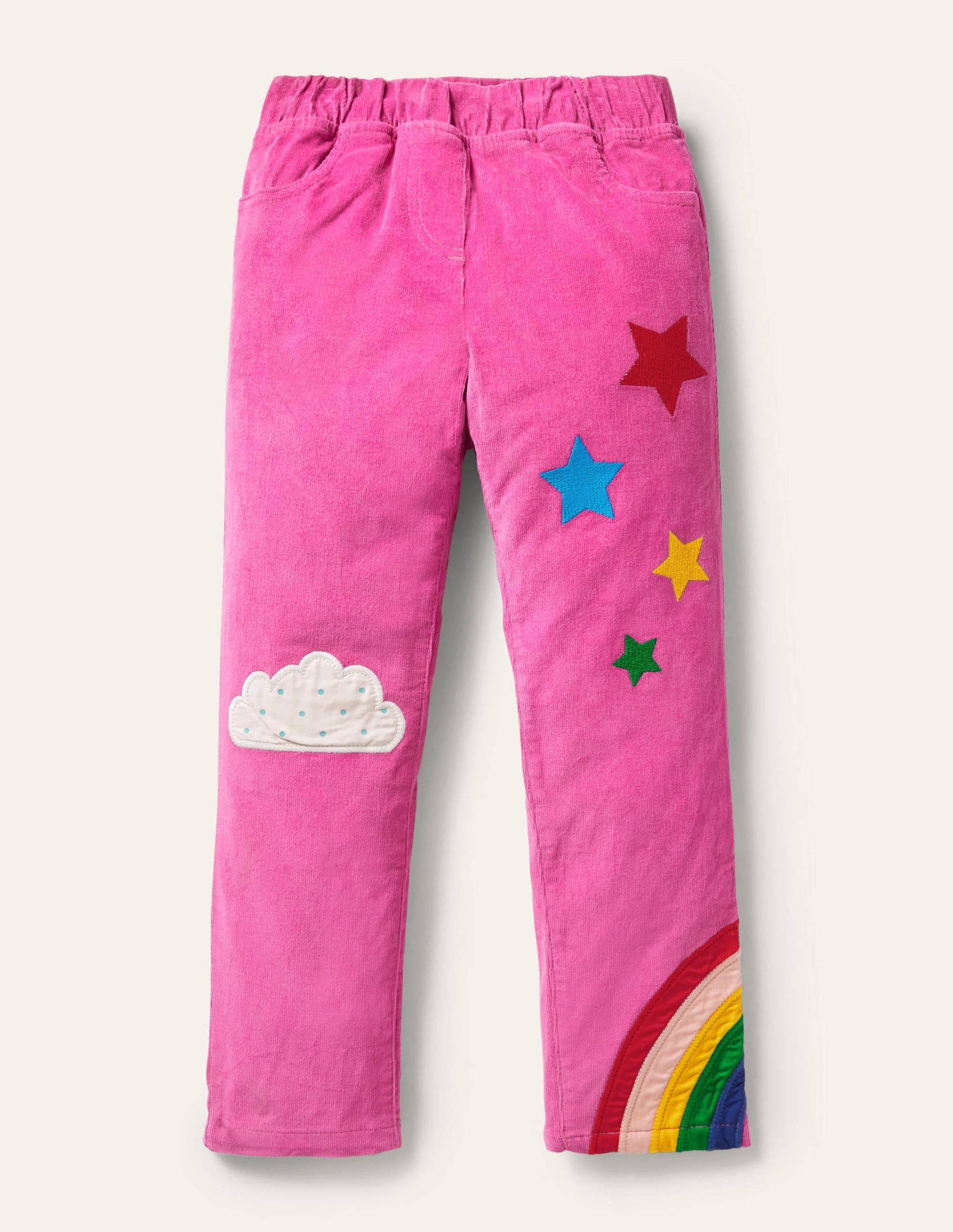 Cord-Leggings mit Applikation-Rosarot-1