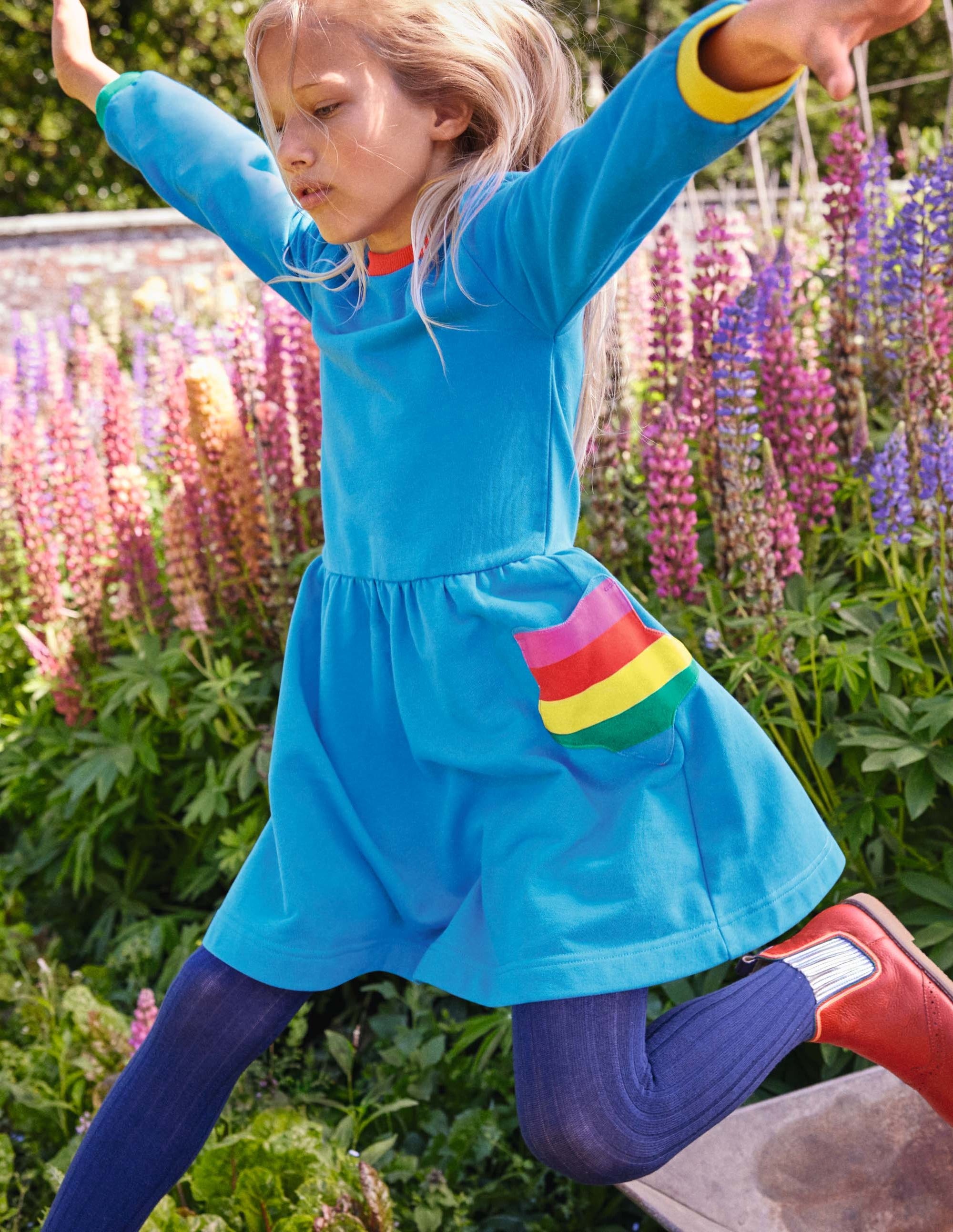 Robe avec poches à appliqué-Étoiles bleu marocain - Image 4
