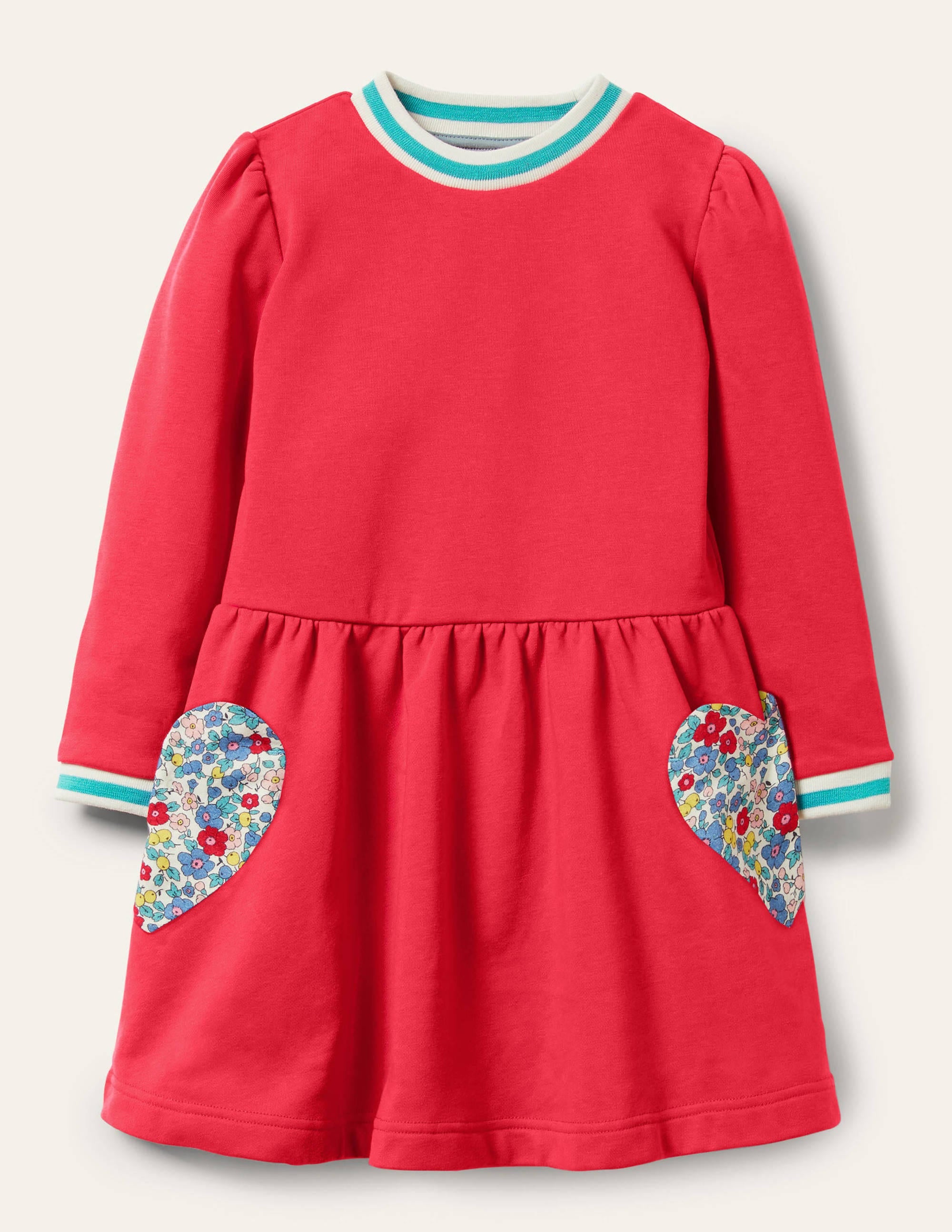Kleid mit Taschen-Applikation-Himbeerrosa, Herzen - Image 1