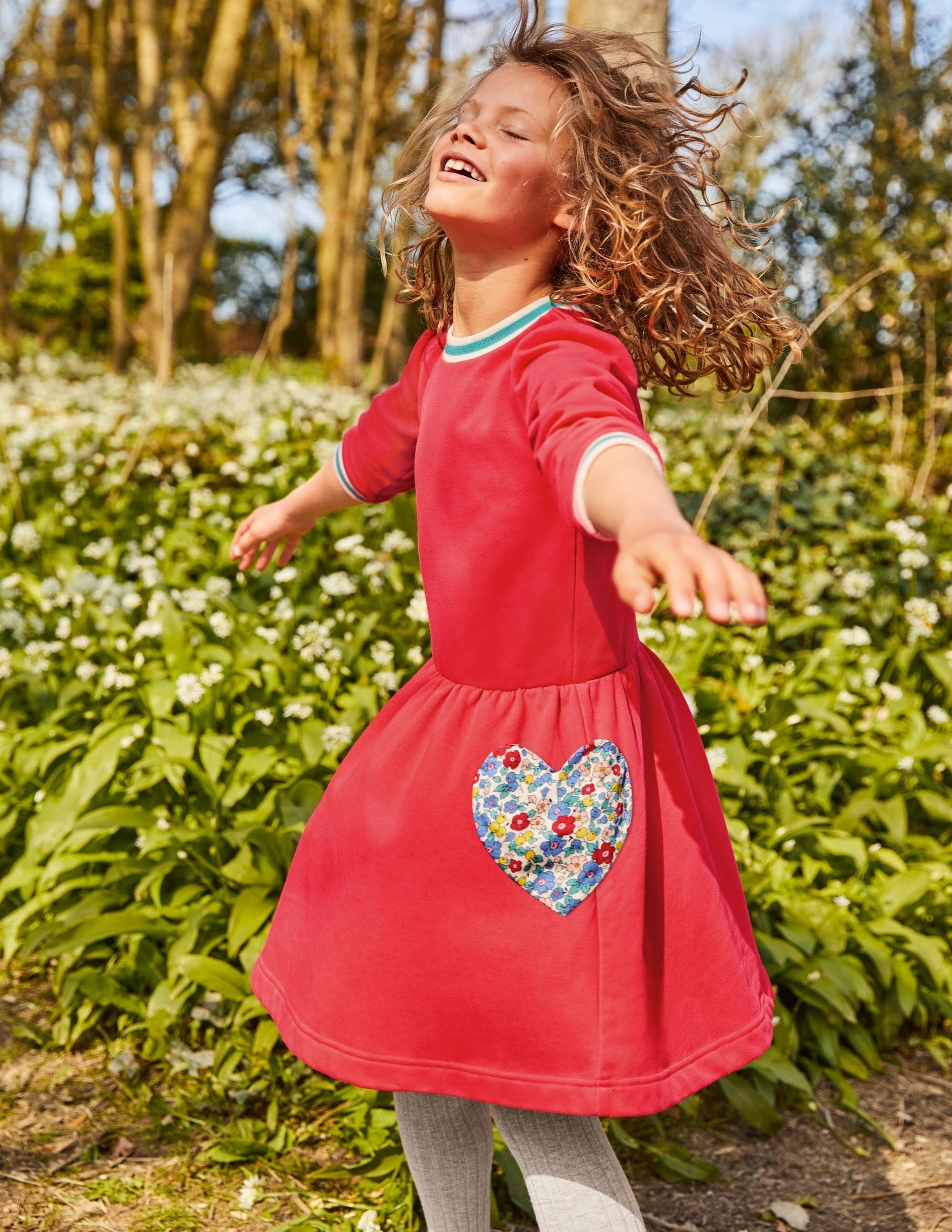 Kleid mit Taschen-Applikation-Himbeerrosa, Herzen-4