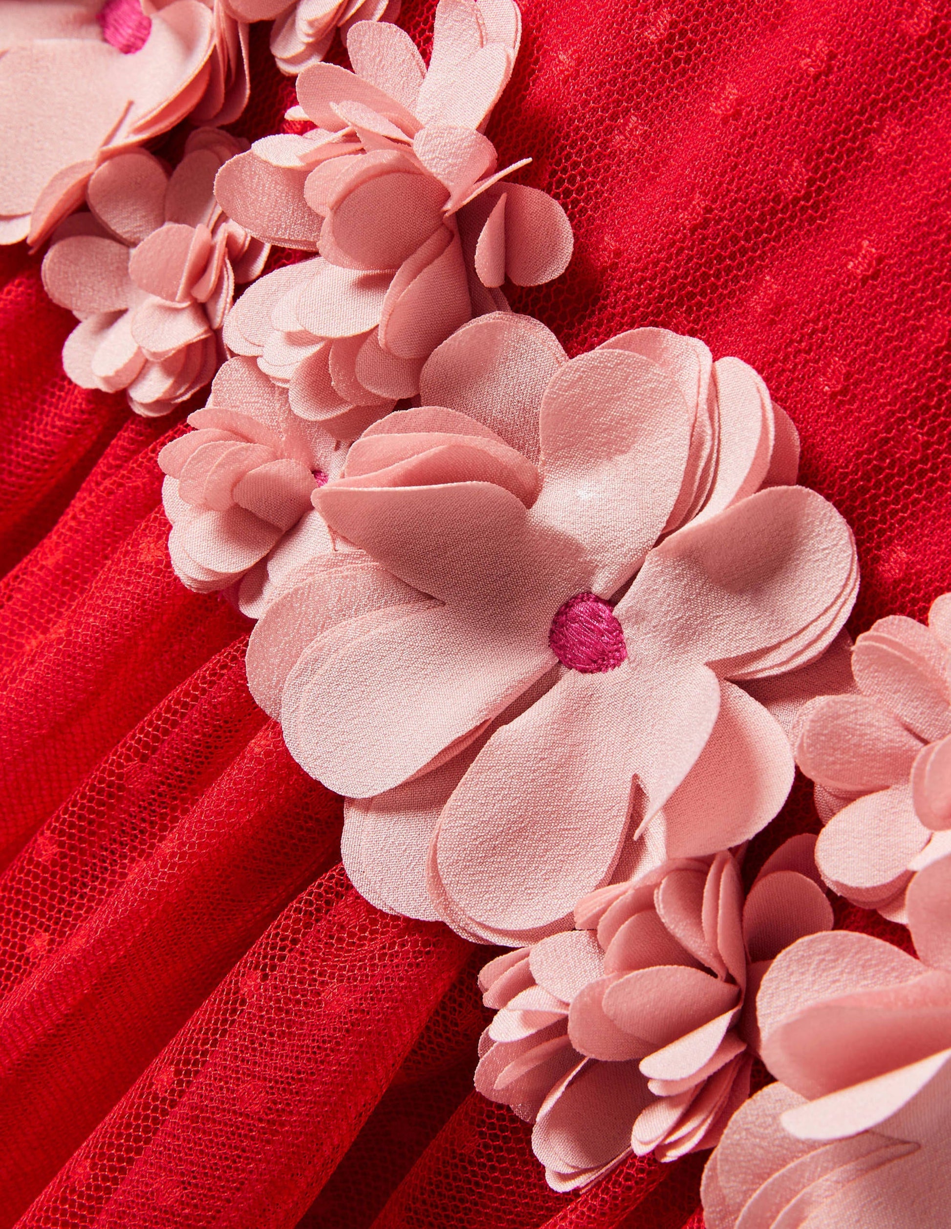 Korsagenkleid mit floraler Verzierung-Rockabilly-Rot-3