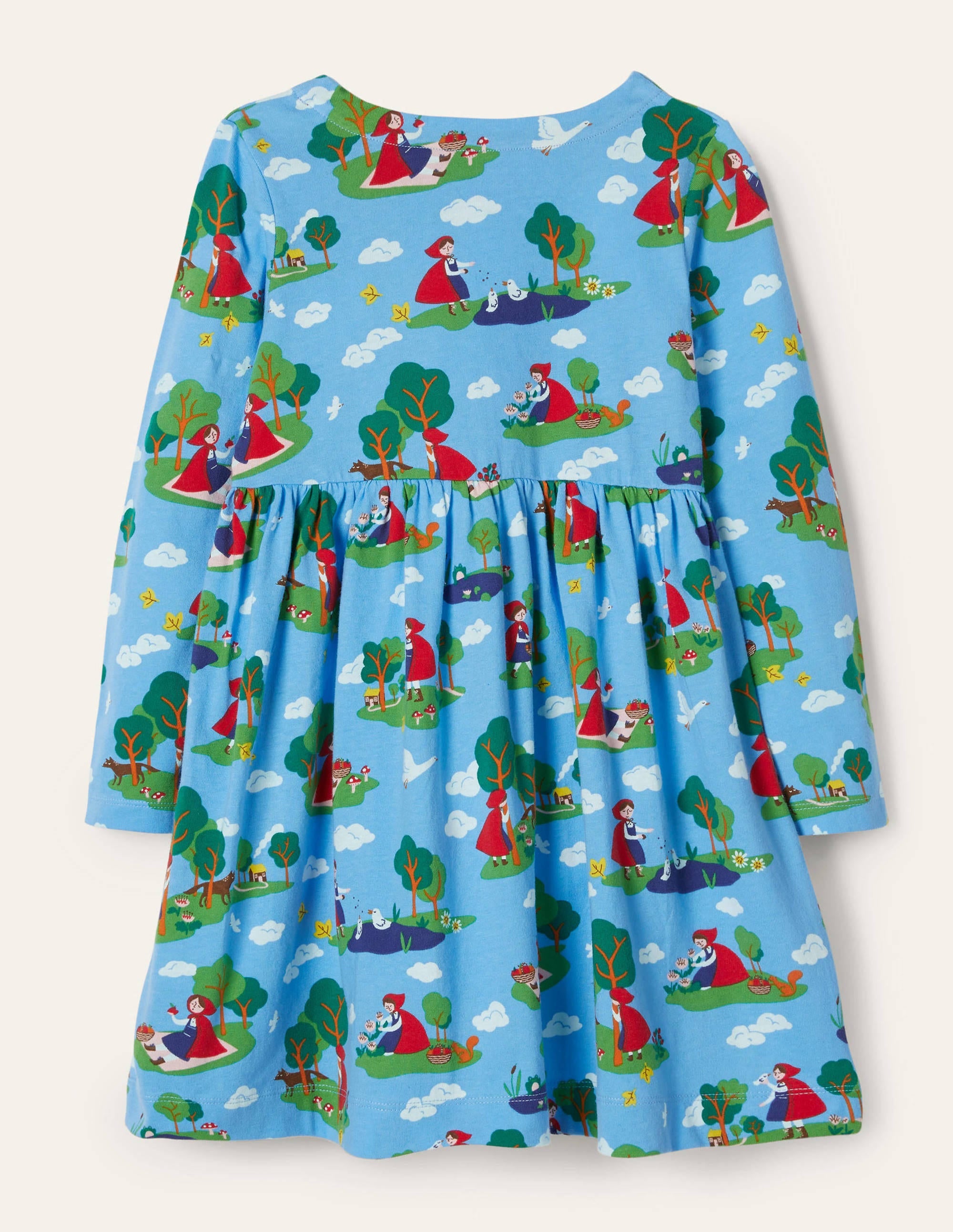 Long Sleeve Fun Jersey Dress-Surfboard Blue Red Riding Hood - Image 2