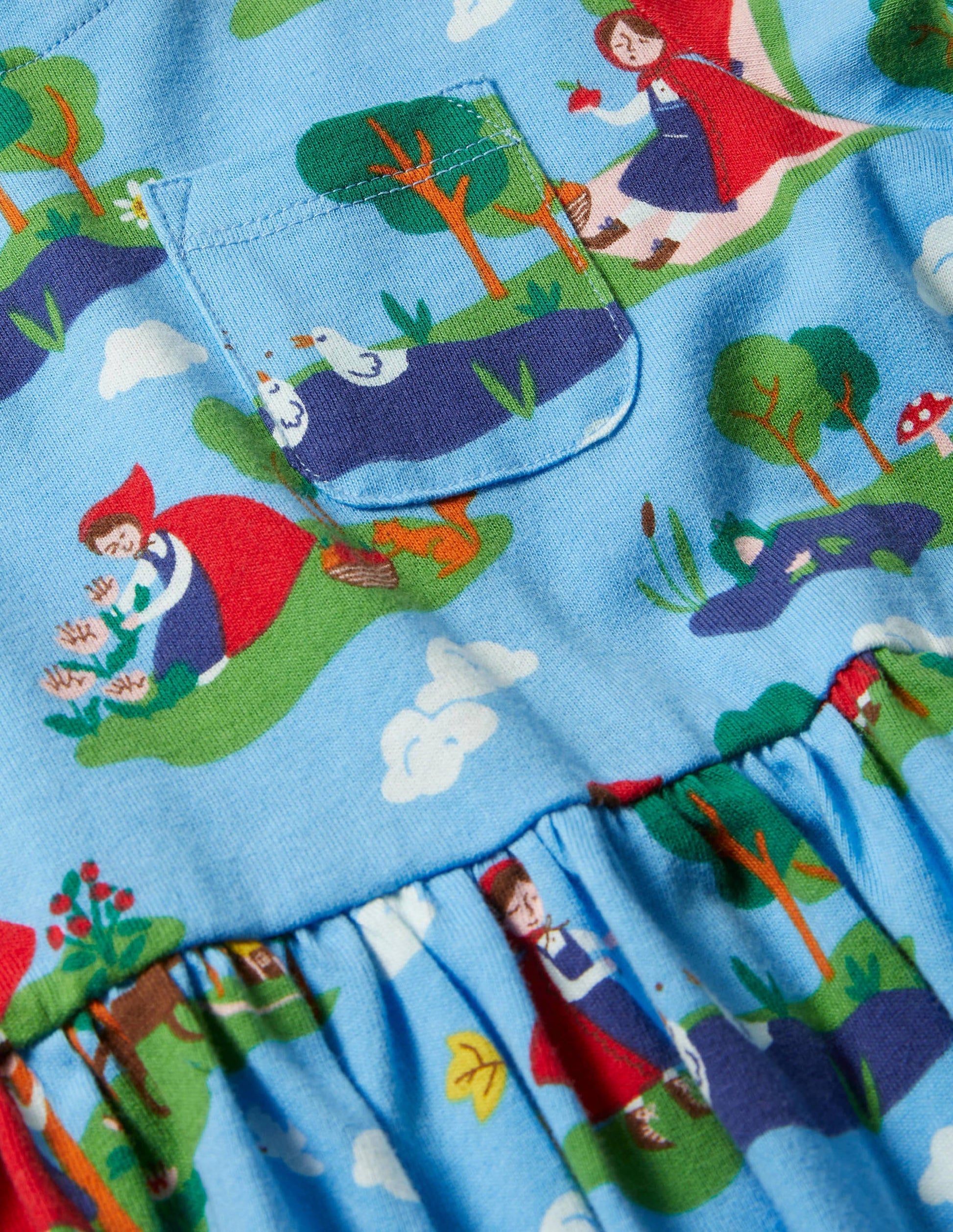 Long Sleeve Fun Jersey Dress-Surfboard Blue Red Riding Hood-3