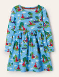 Long Sleeve Fun Jersey Dress-Surfboard Blue Red Riding Hood