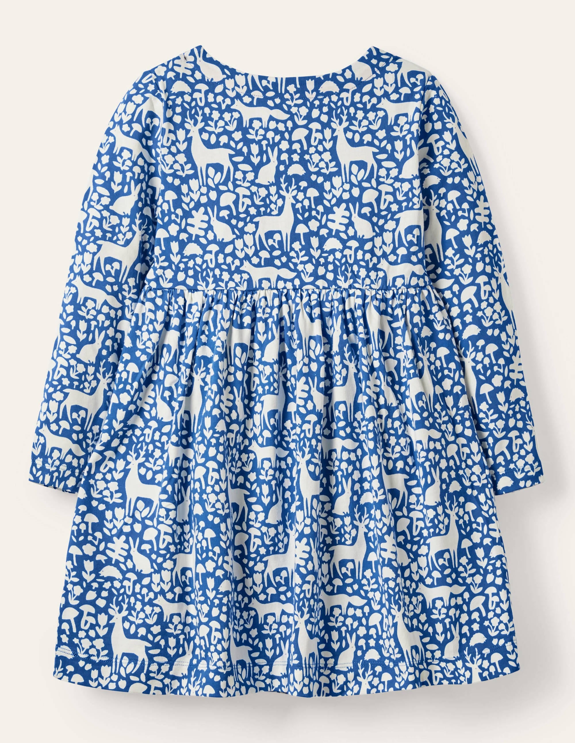 Fröhliches Jerseykleid mit langen Ärmeln-Elisabethanisches Blau, Waldmotiv - Image 2