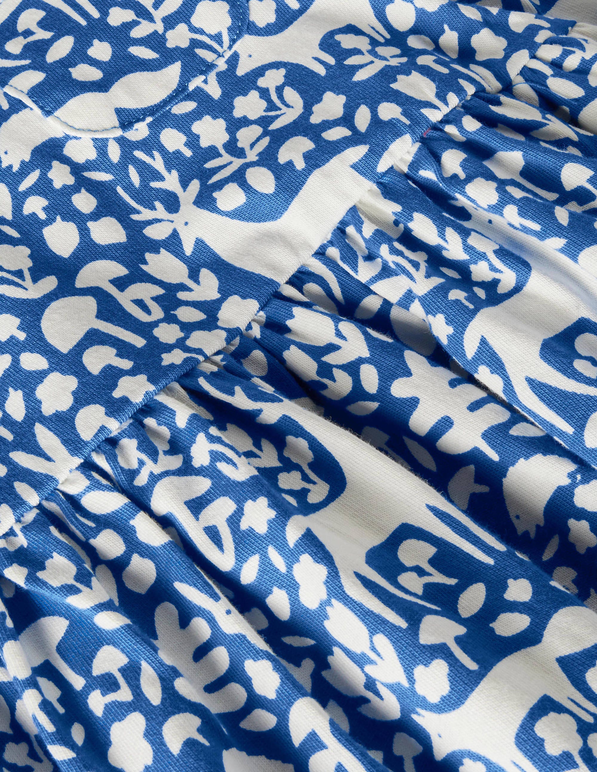 Fröhliches Jerseykleid mit langen Ärmeln-Elisabethanisches Blau, Waldmotiv - Image 3